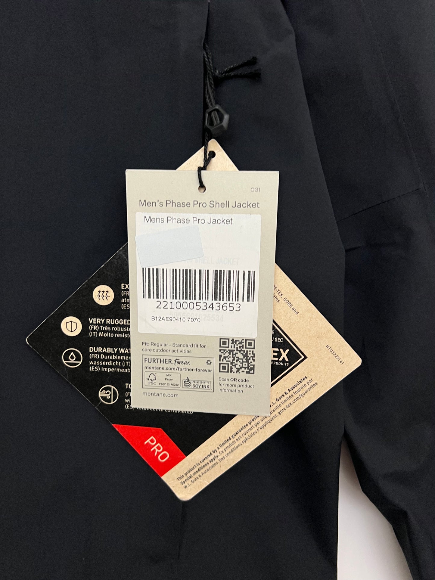 Montane Phase Pro Jacket Black Men's M Gore-Tex Pro
