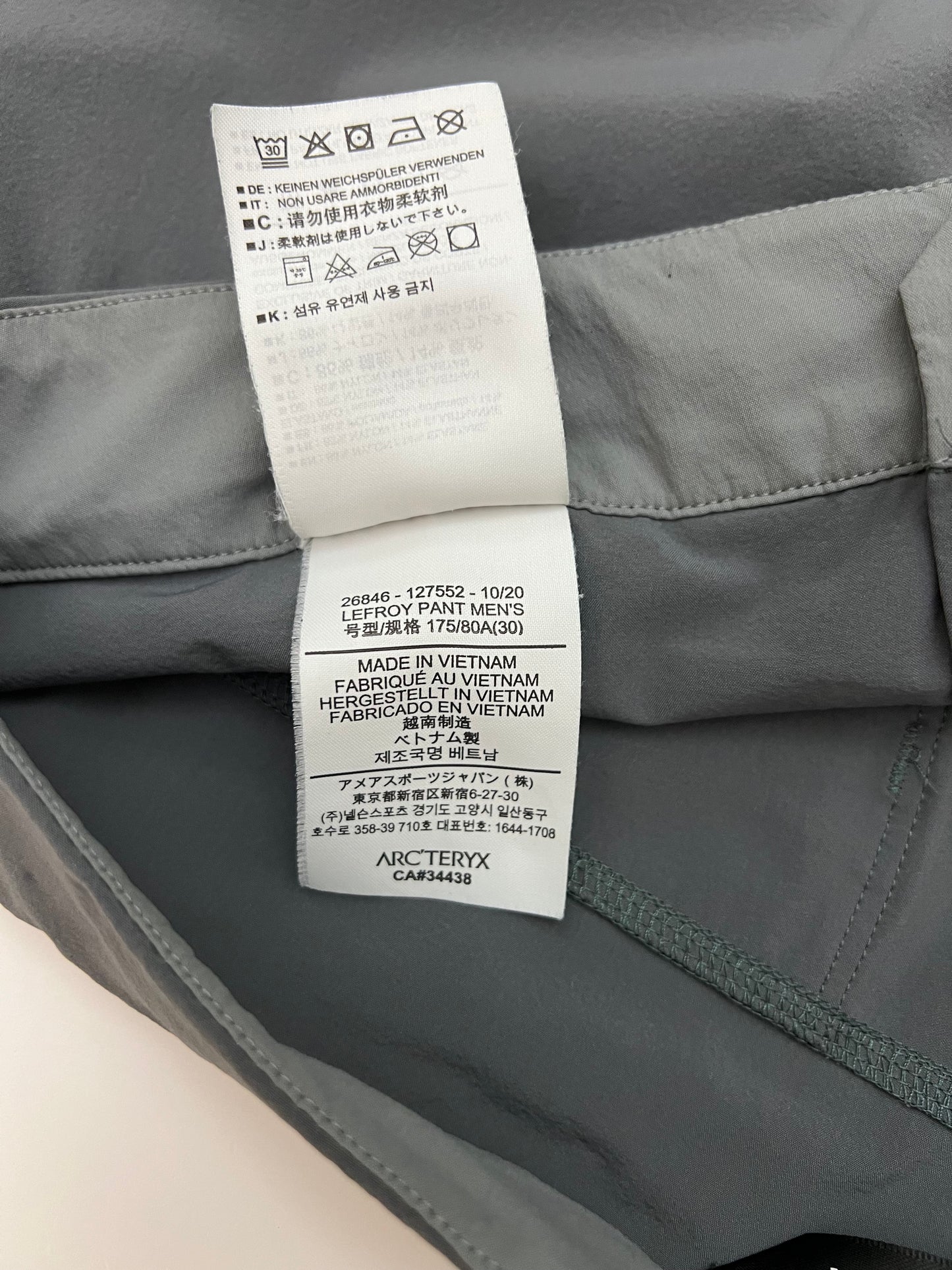 Arc'teryx Lefroy Pant Grey Men’s 30