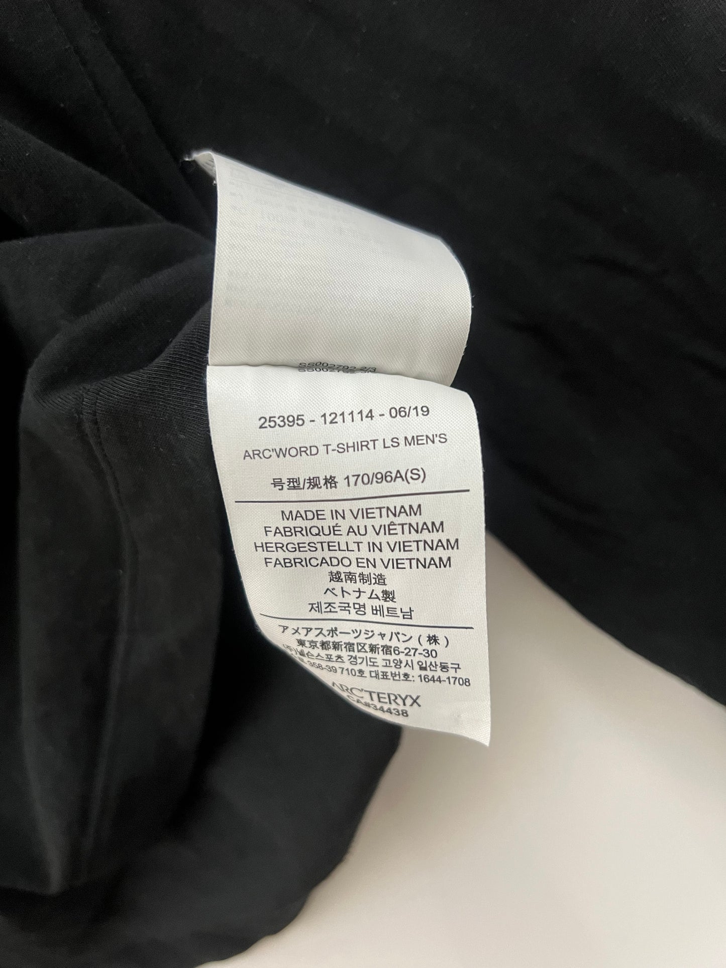 Arc’teryx Arc’word T-shirt LS Black Men’s S Small