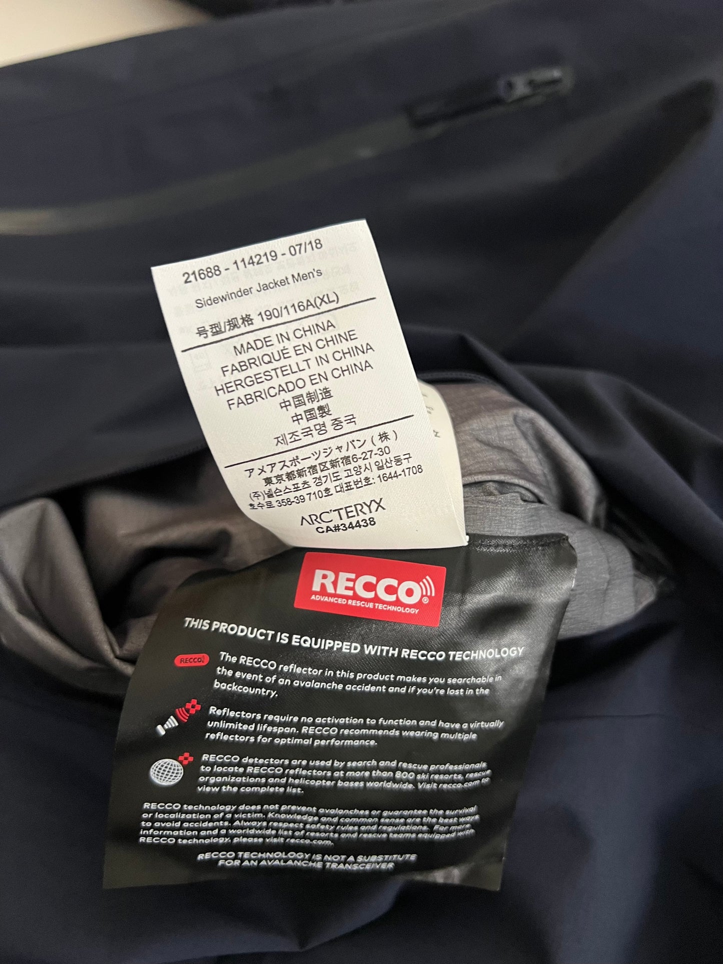 Arc'teryx Sidewinder Jacket Blue Men’s XL Extra Large Gore-Tex Pro RECCO