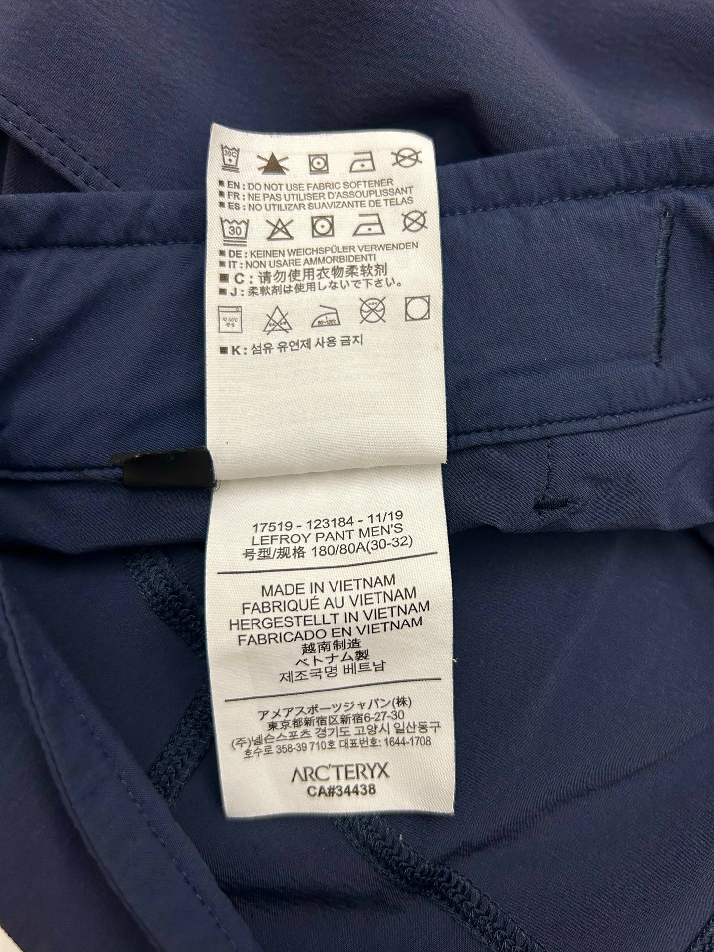 Arc'teryx Lefroy Pant Men’s 30W 32L Blue