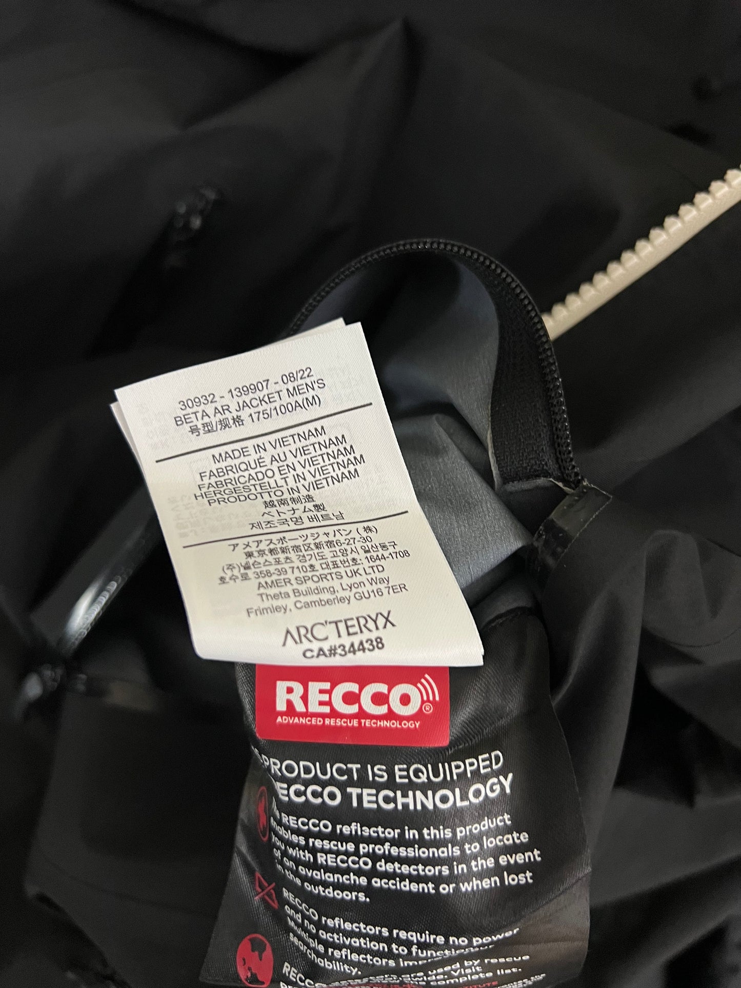 Arc’teryx Beta AR Jacket Black-Multi Men’s M Medium Gore-Tex Pro RECCO