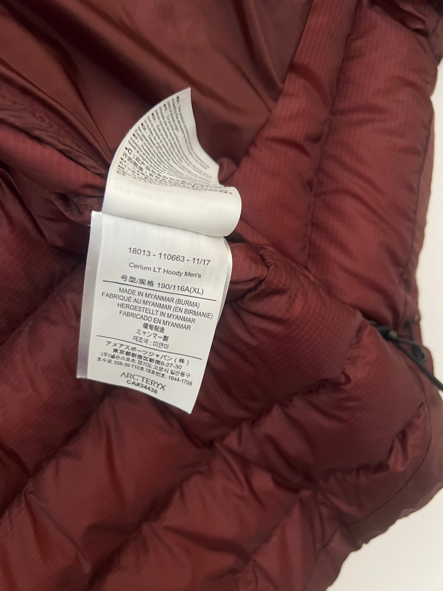 Arc’teryx Cerium LT Hoody Pompeii Red Men’s XL Extra Large