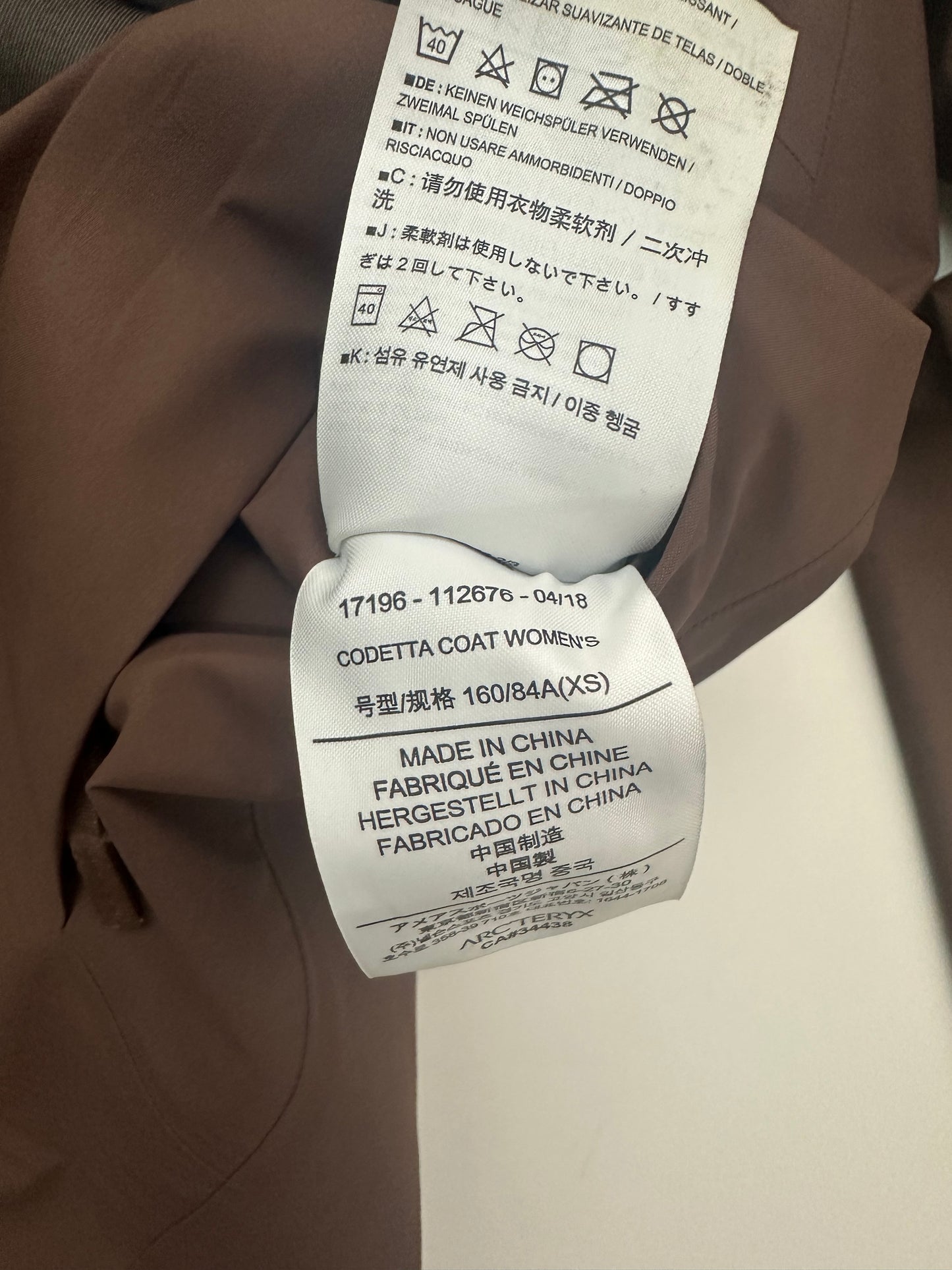 Arc’teryx Codetta Coat Brown Women’s XS Gore-Tex