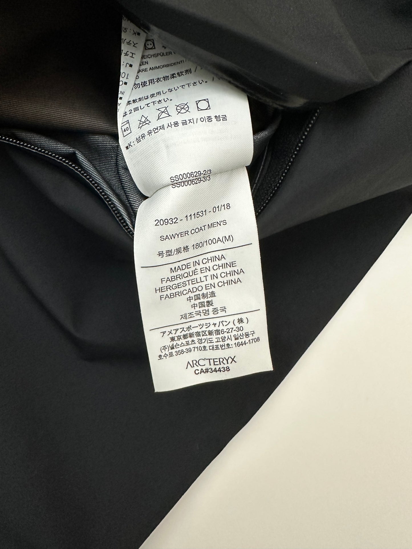 Arc’teryx Sawyer Coat Black Men’s M Medium Gore-Tex