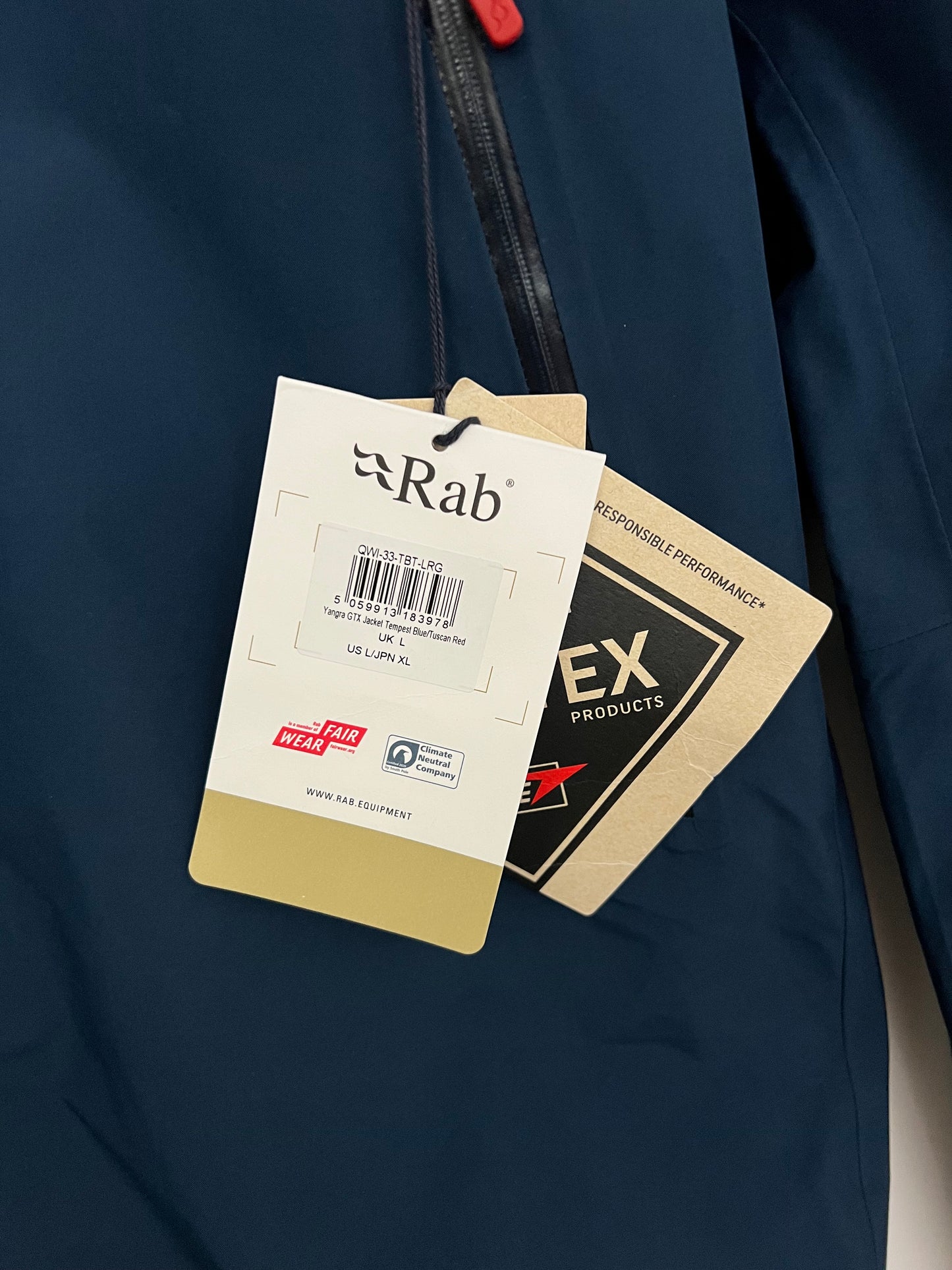 Rab Yangra GTX Jacket Tempest Blue / Tuscan Red Men’s L Gore-Tex