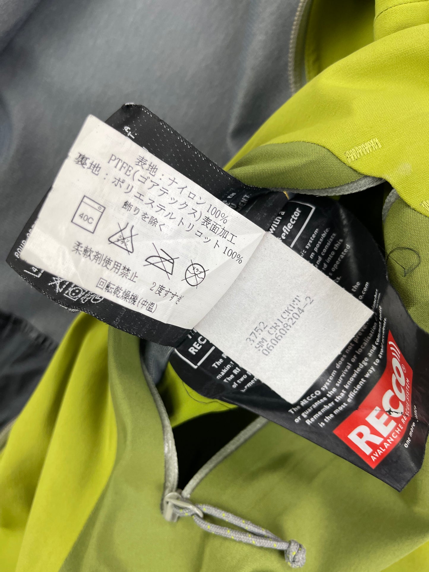 Arc’teryx Stingray Jacket Cricket Green Men’s S Small Gore-Tex RECCO