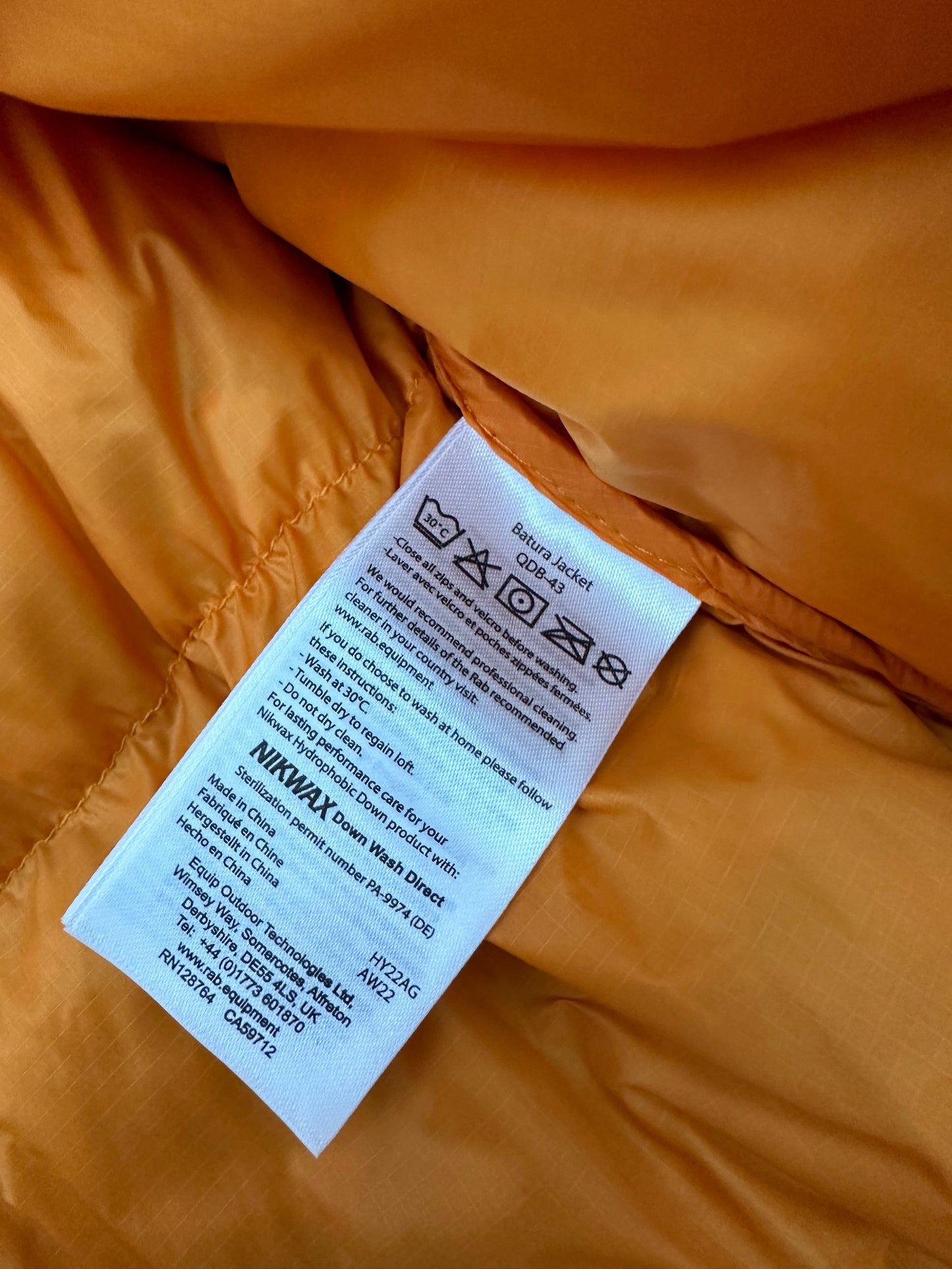 Rab Batura Waterproof Down Jacket Marmalade Orange Men’s XL Extra Large