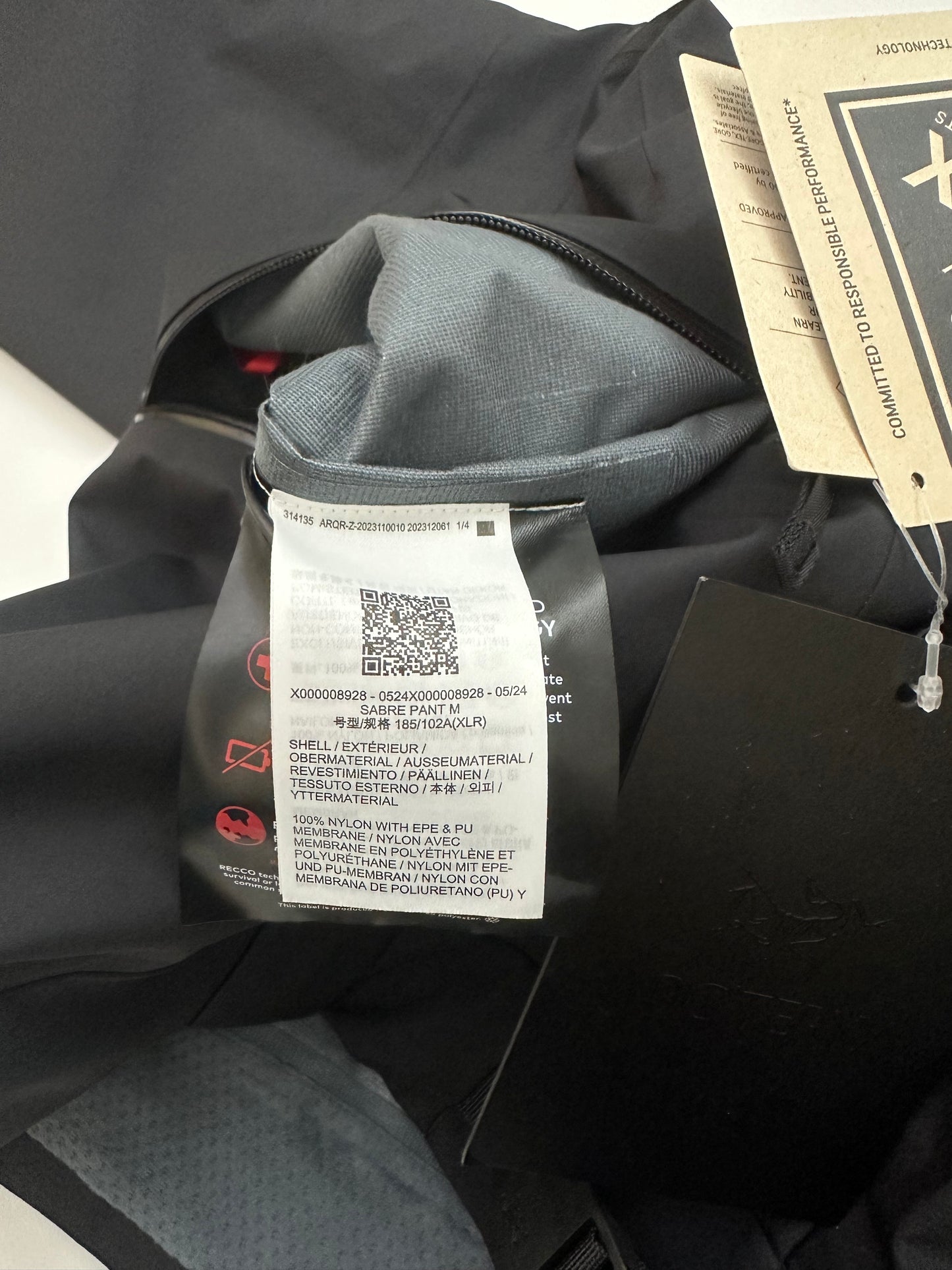 Arc'teryx Sabre Pant Black Men’s XL Gore-Tex RECCO