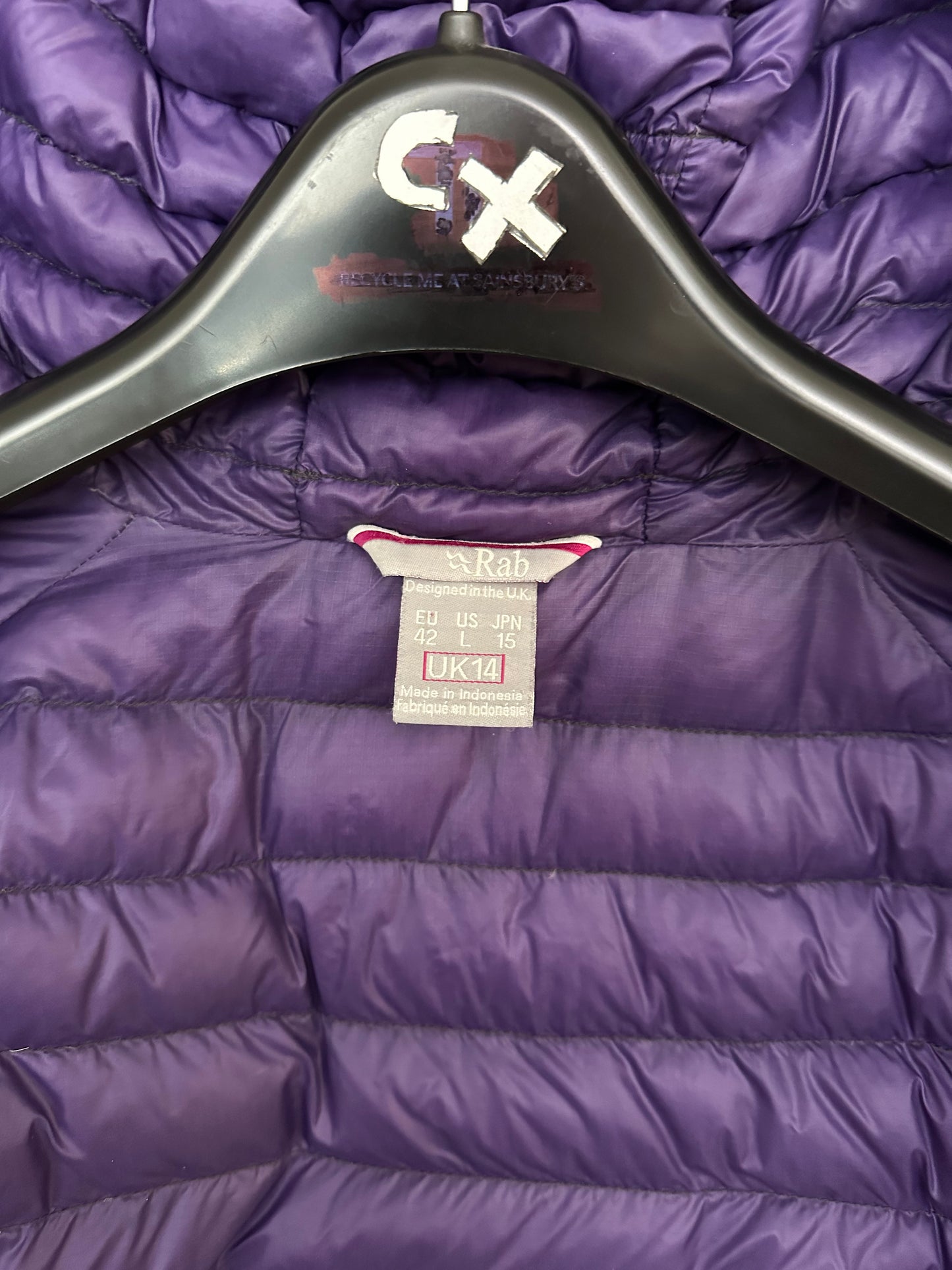 Rab Microlight Alpine Pertex Quantum Down Jacket Black/Purple UK 14 / EU 42