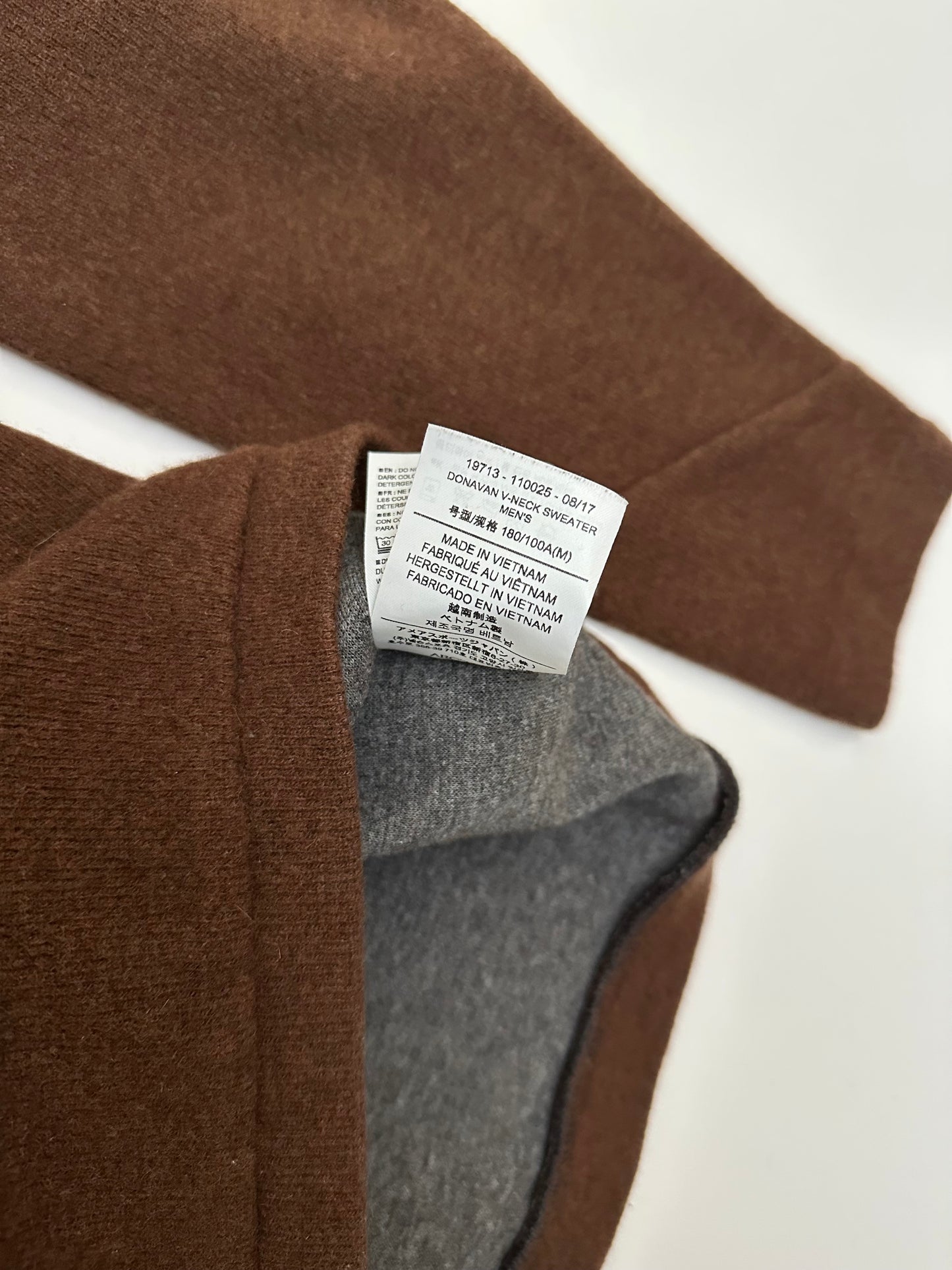 Arc’teryx Donavan V-Neck Sweater Brown Men’s M Medium Wool