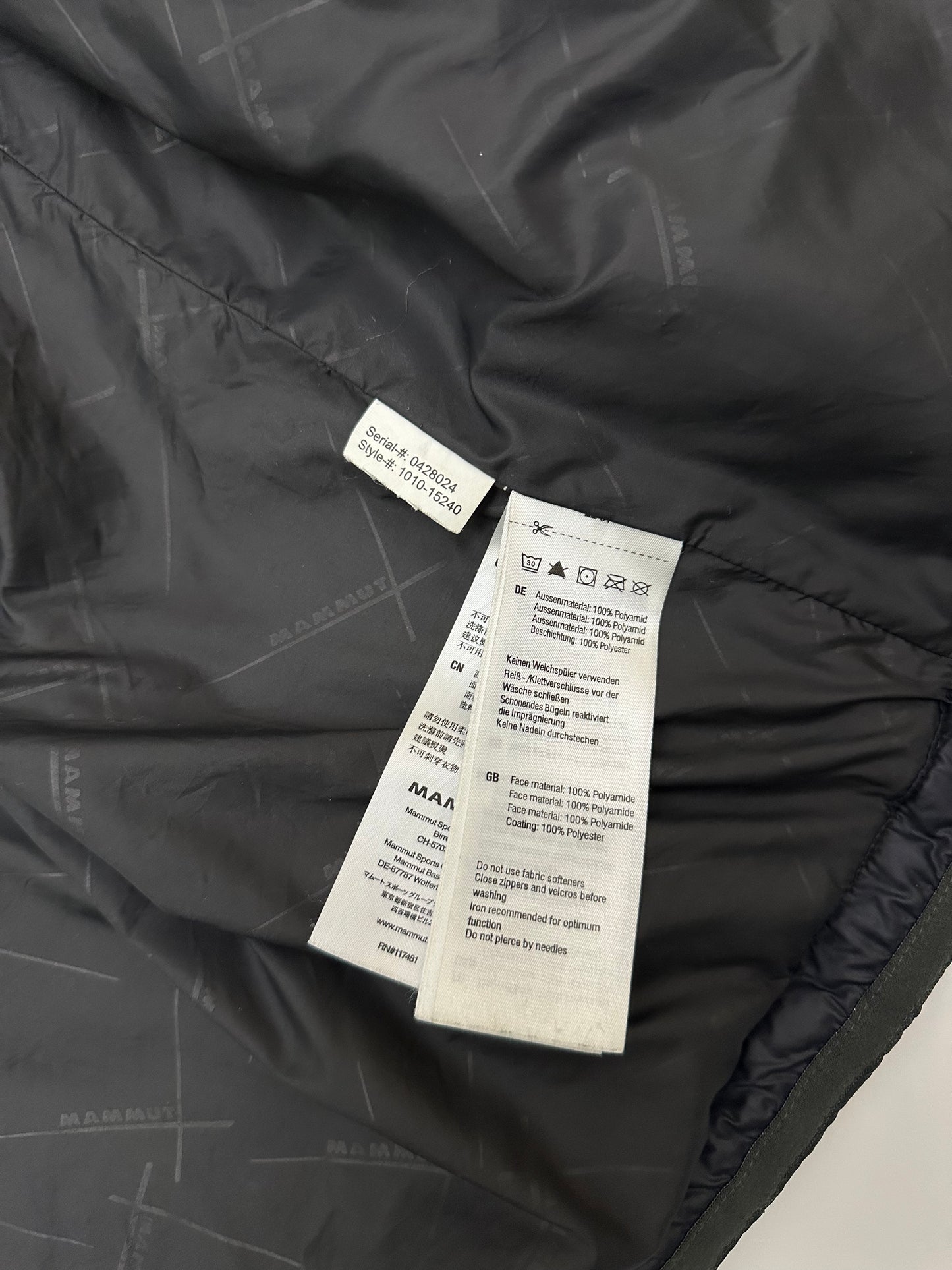 Mammut Rime Pro Insulated Hooded Jacket Men’s M Medium Black / Dark Grey