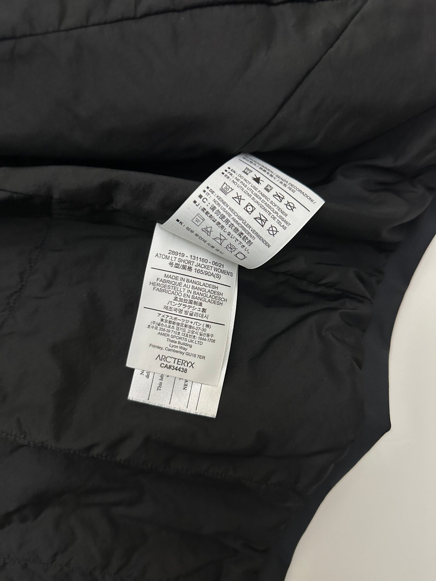 Arc’teryx Atom LT Short Jacket Black Women’s S Small