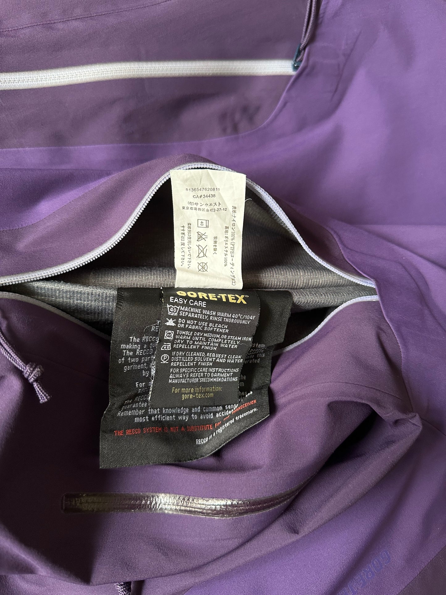 Arc’teryx Stingray Jacket Purple Women’s M Medium Gore-Tex RECCO