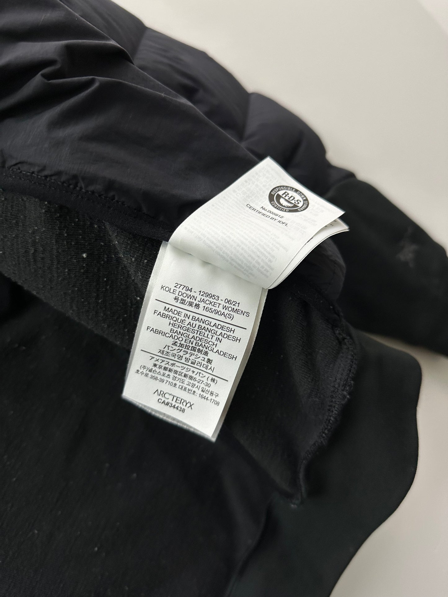 Arc’teryx Kole Down Jacket Black Women’s S Small