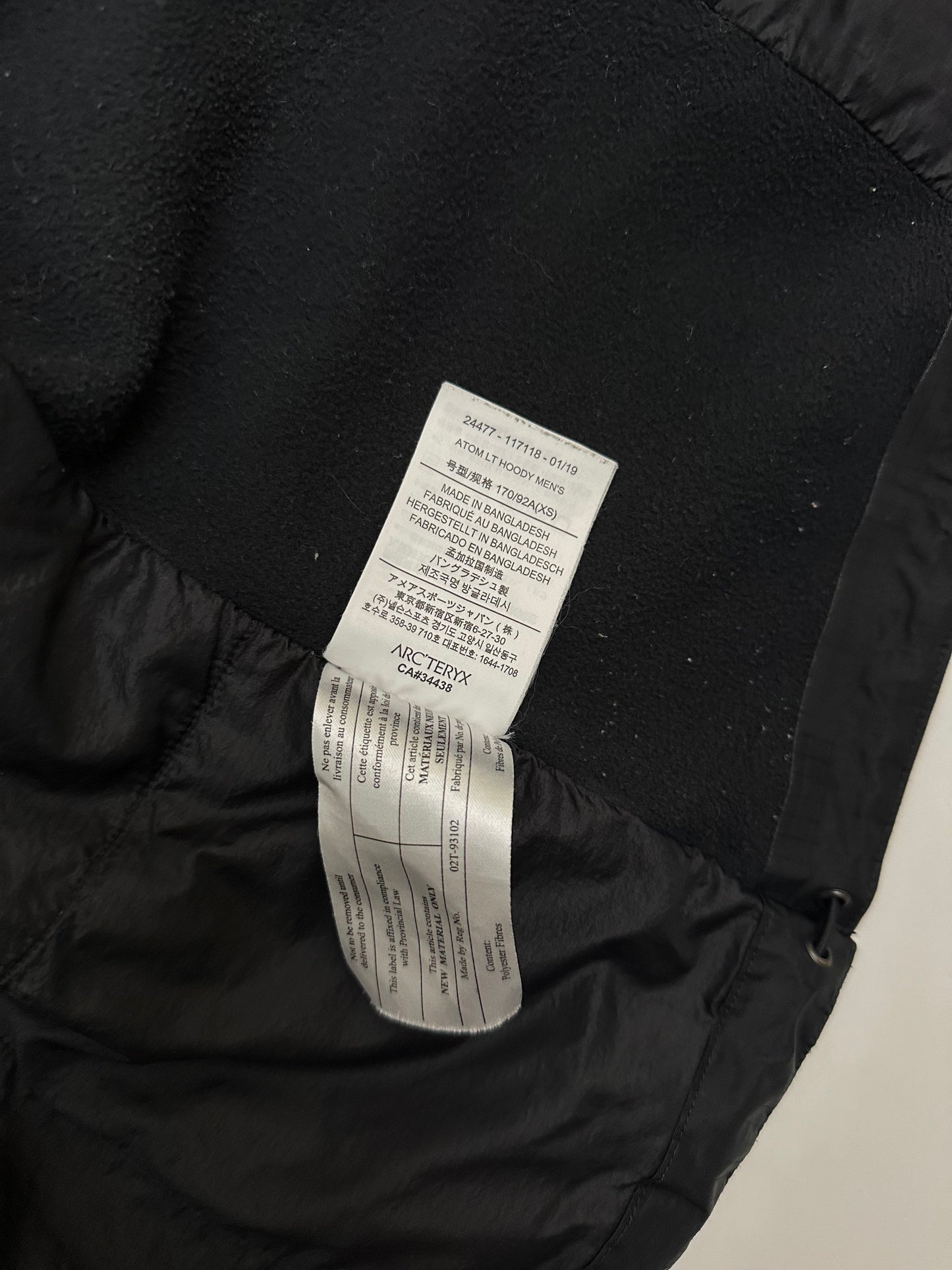 Arc’teryx Atom LT Hoody Black Men’s XS Extra Small