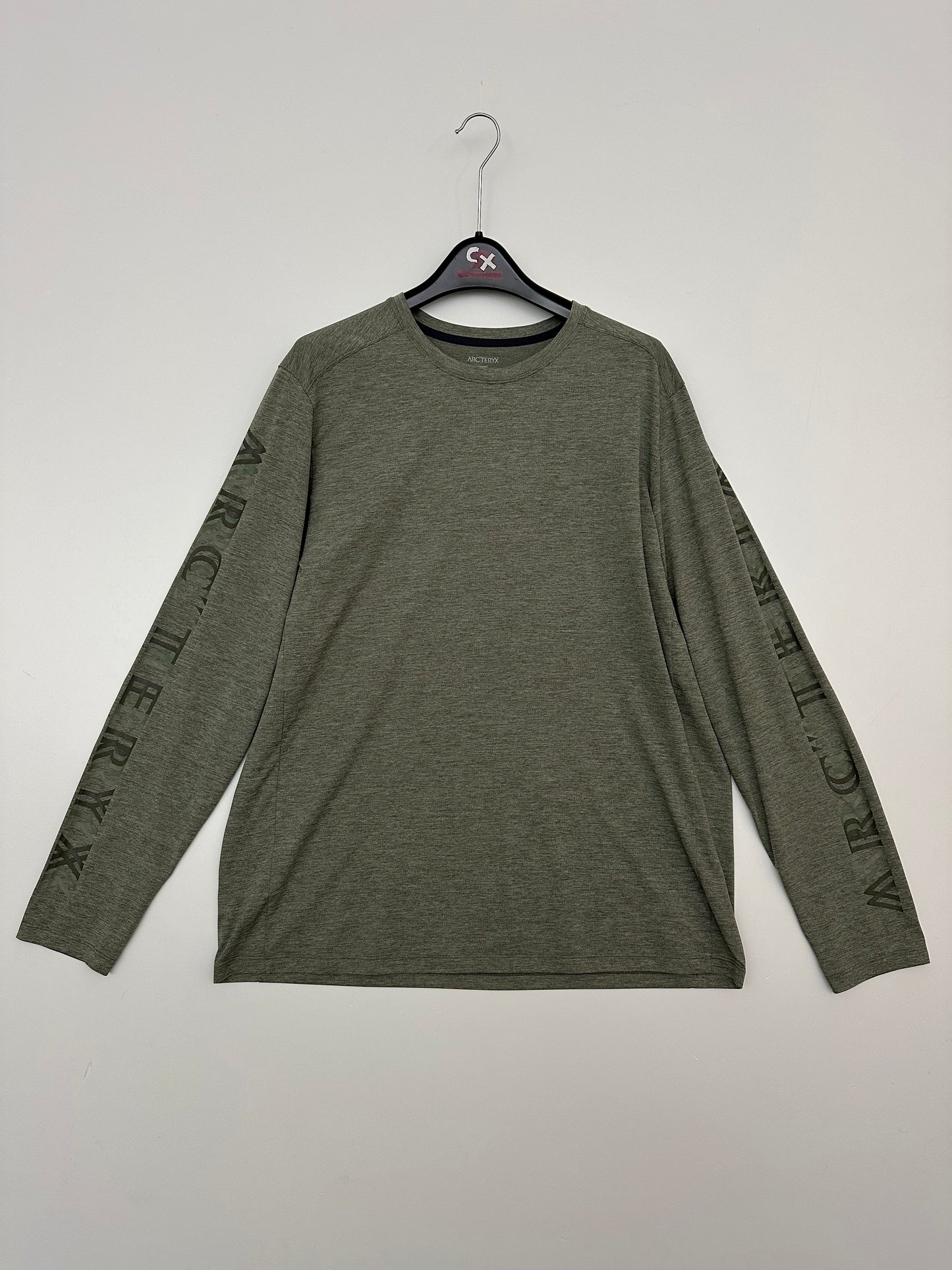 Arc'teryx Cormac Logo LS Stone Green Heather Mens XL Arc’Word