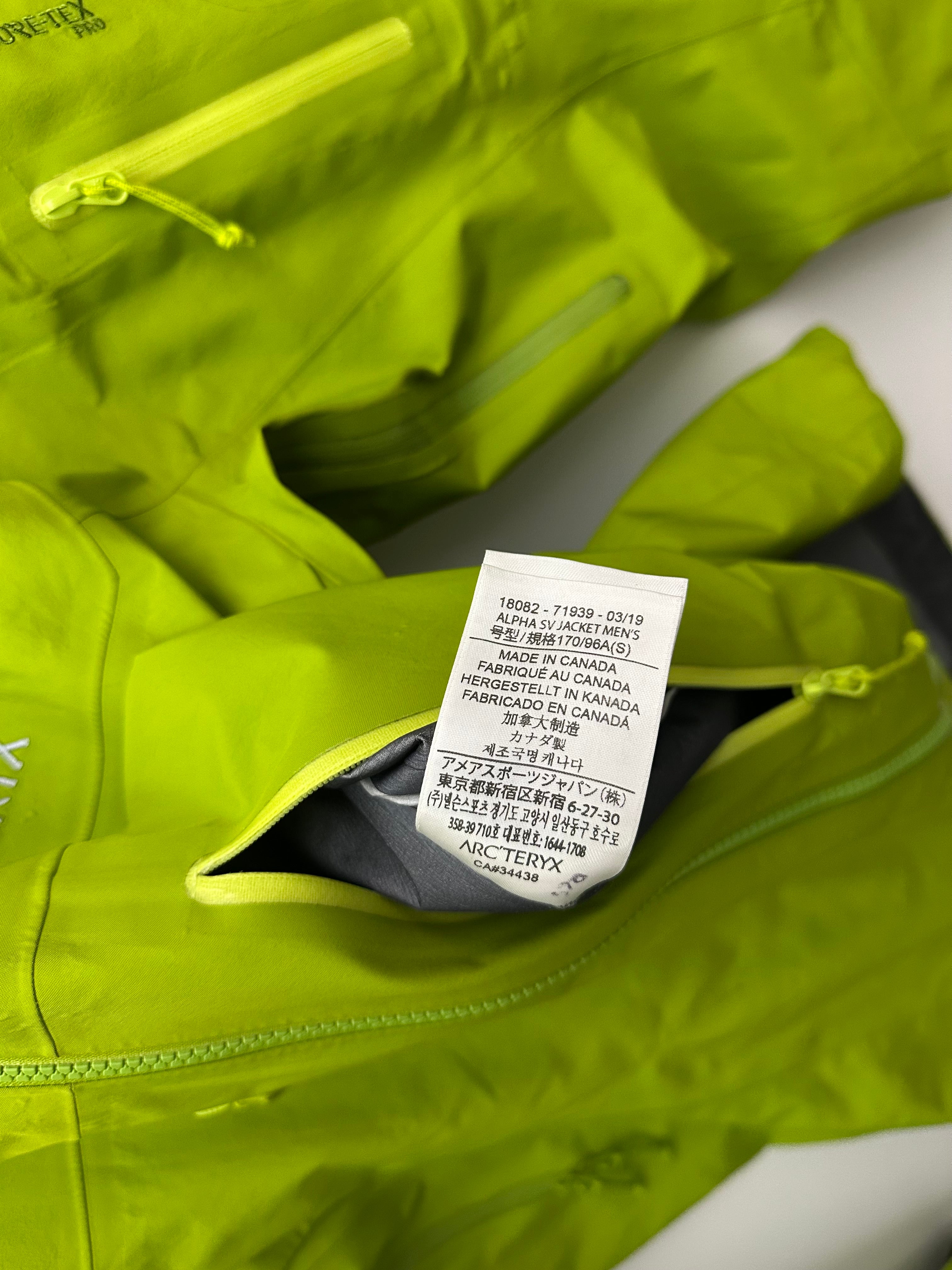 Arc'teryx Alpha SV Jacket Green Men's S Small Gore-Tex Pro – Chamonyx