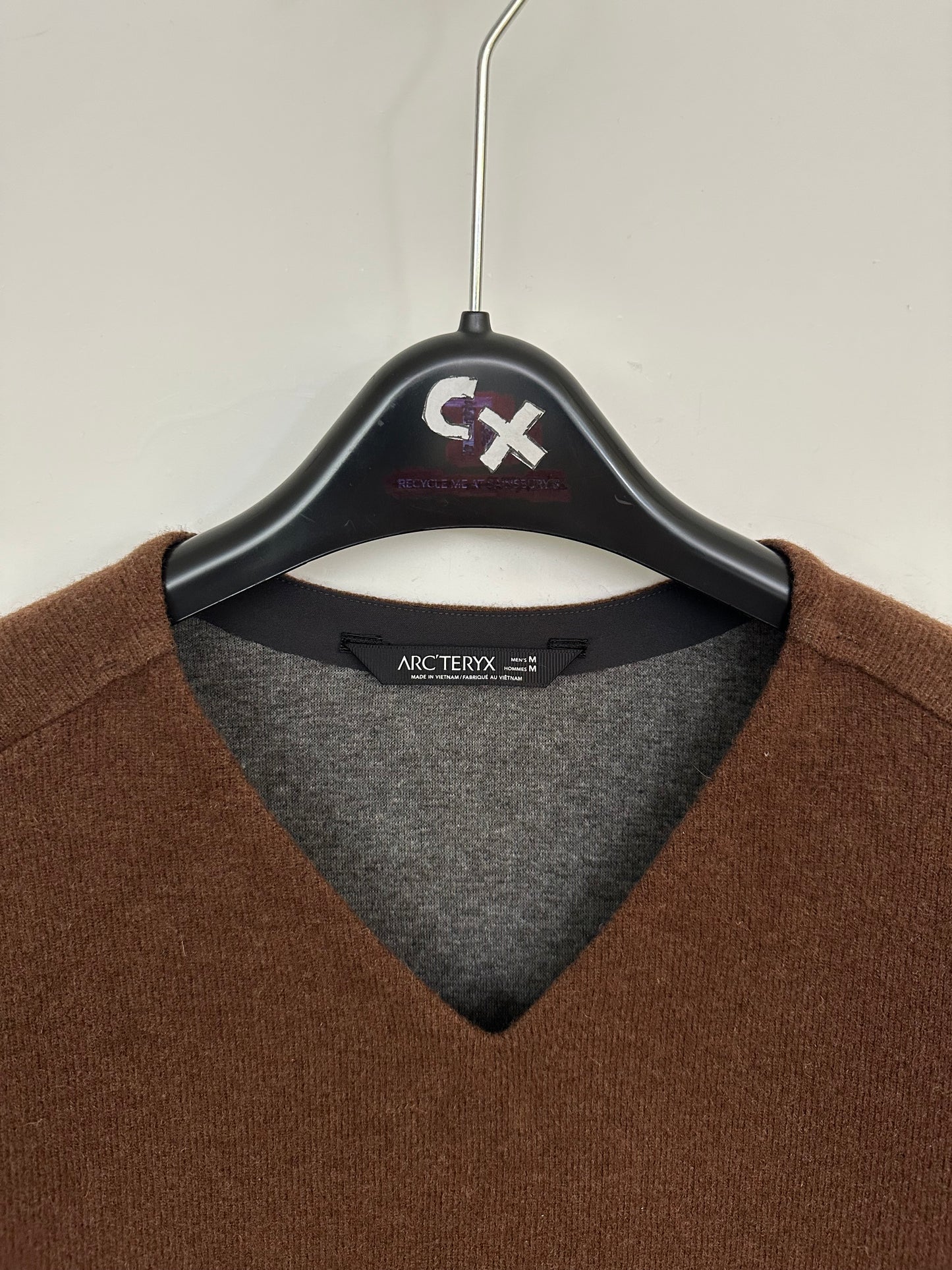 Arc’teryx Donavan V-Neck Sweater Brown Men’s M Medium Wool