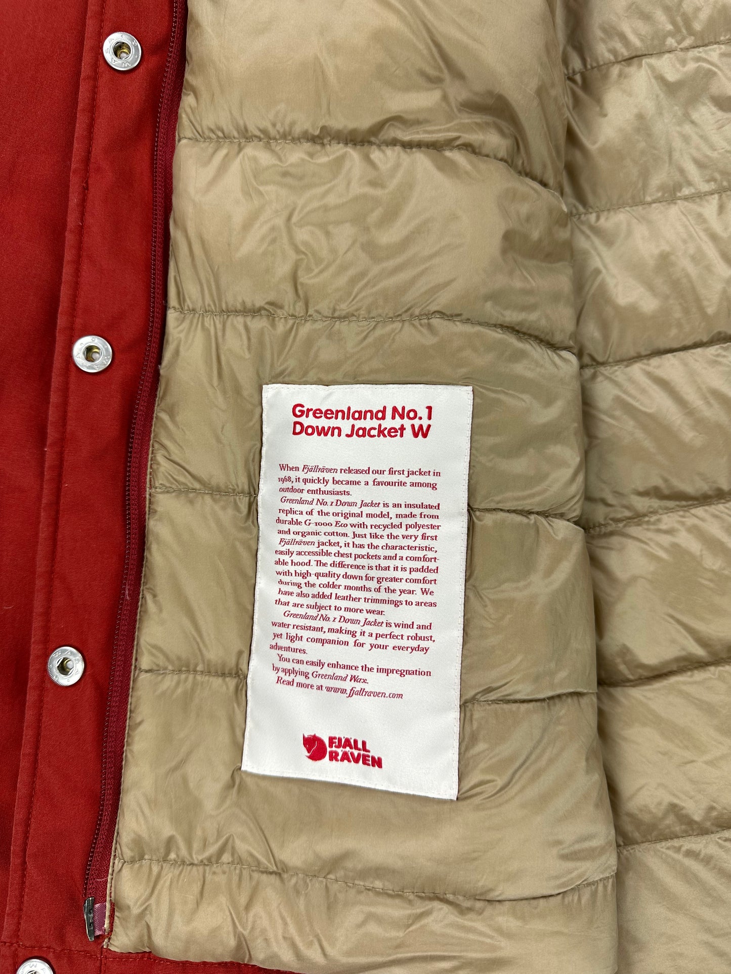 Fjallraven Greenland No. 1 Down Jacket Women’s L Large Red G-1000