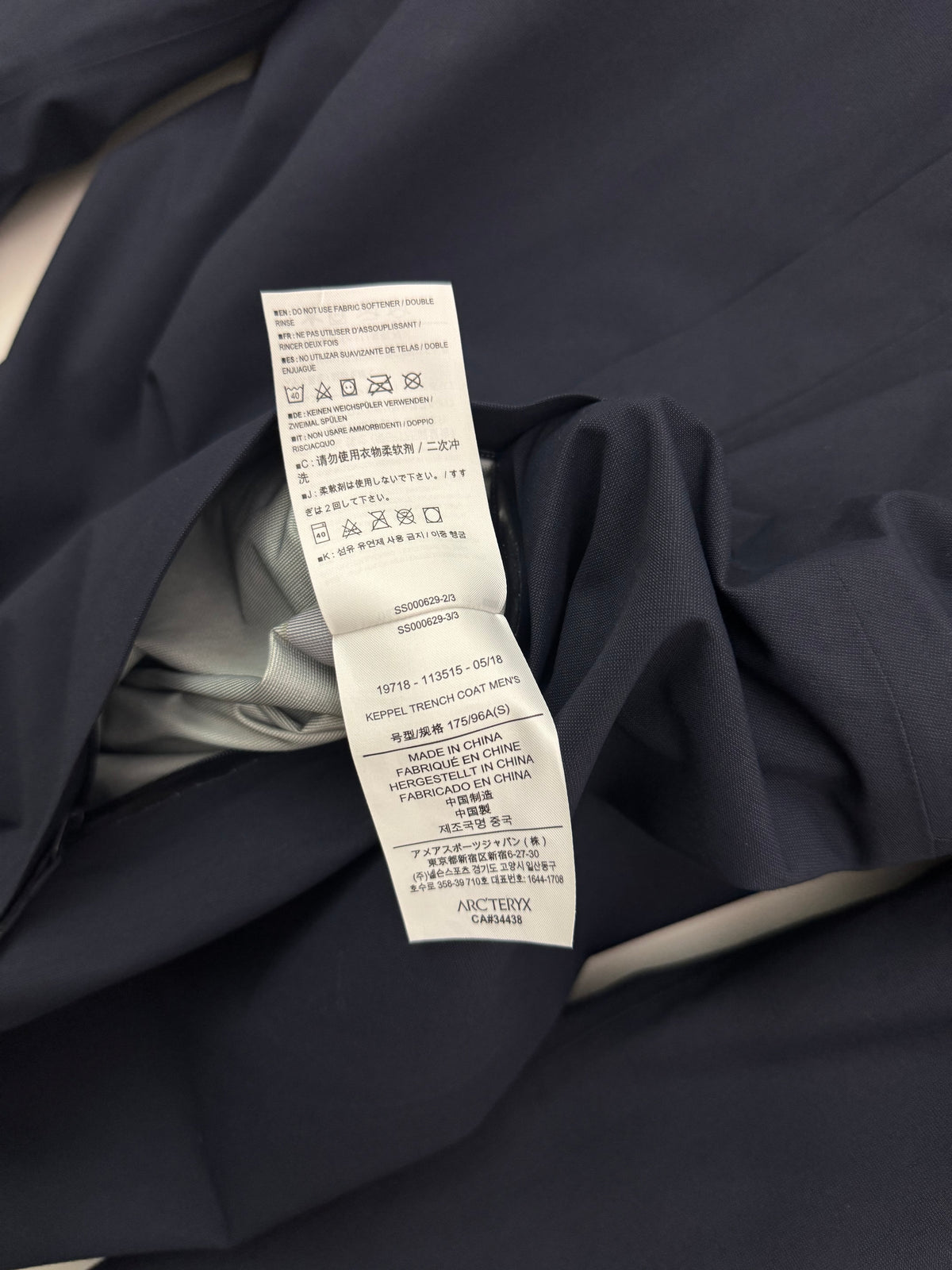 Arc'teryx Keppel Trench Coat Navy Blue Men's S Small Gore-Tex