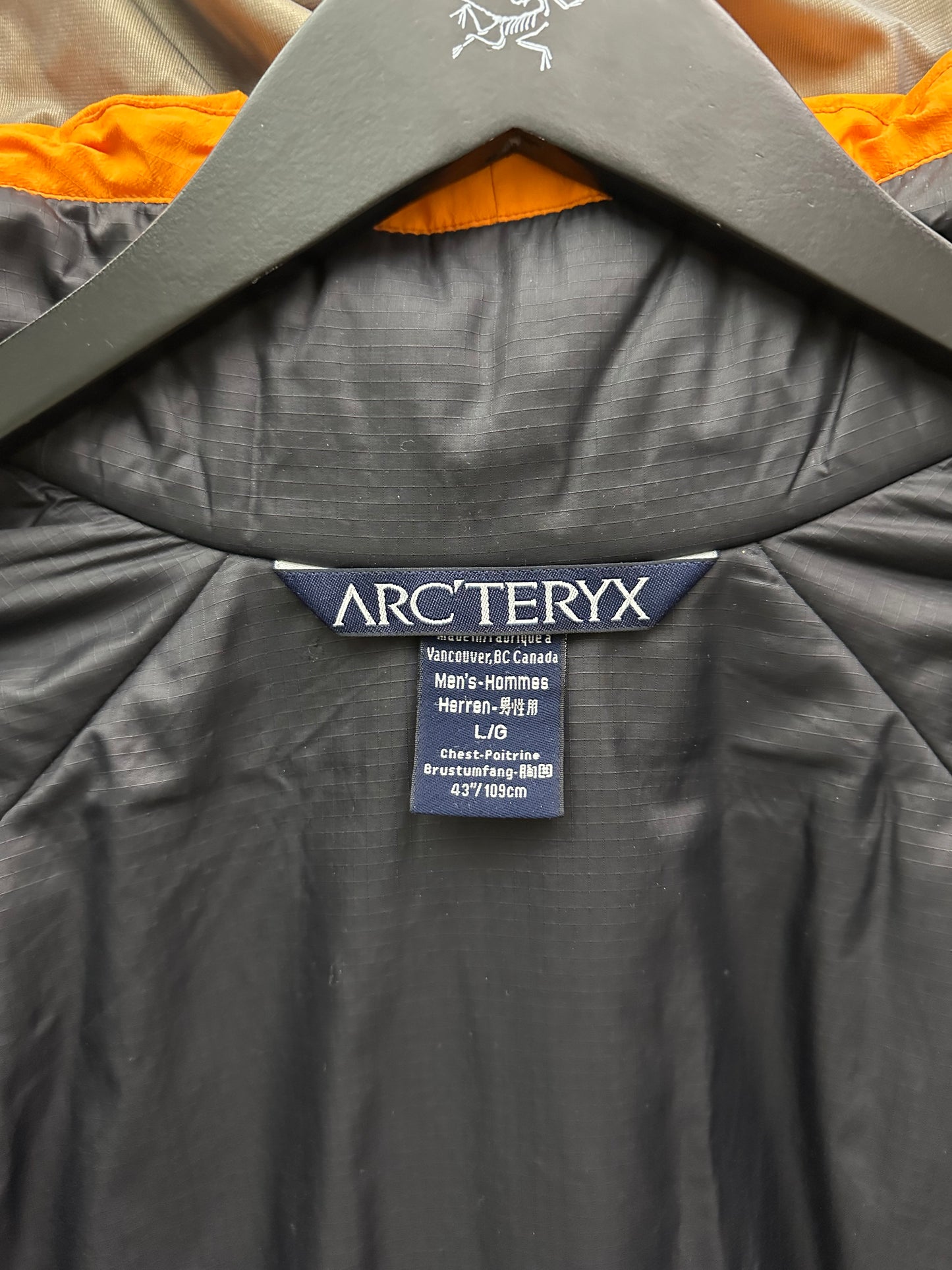 Arc’teryx Fission AR Jacket Yam Orange Men’s L Large Gore-Tex Primaloft
