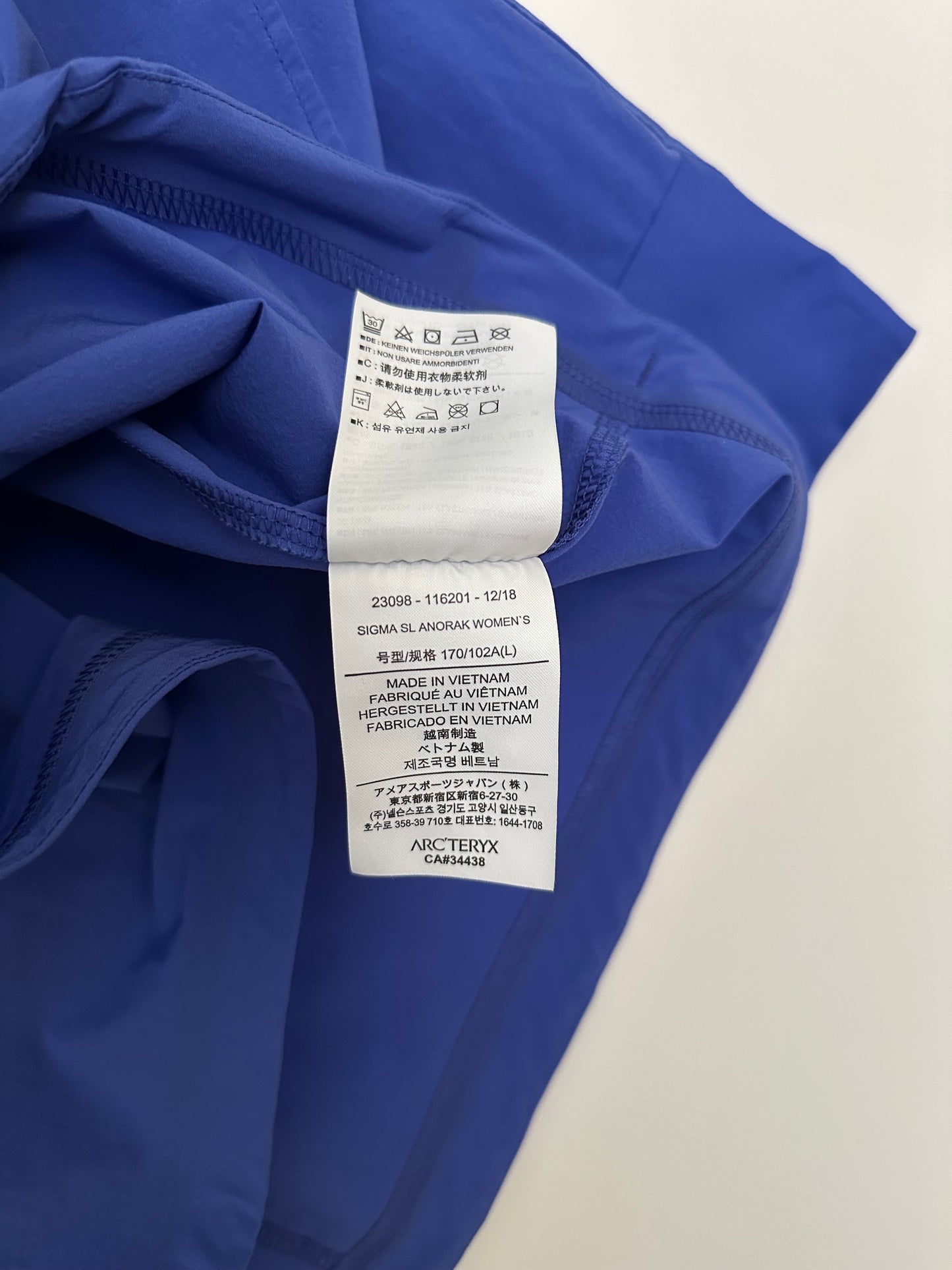 Arc’teryx Sigma SL Anorak Women’s L Large Blue