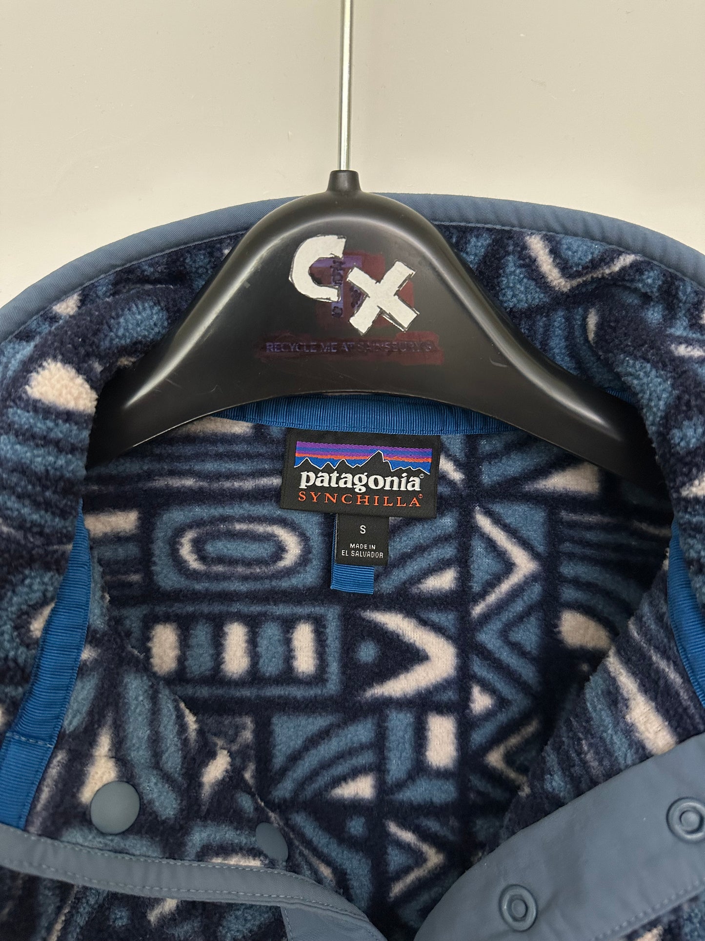 Patagonia Lightweight Synchilla Snap-T New Visions: New Navy Men's Small Fleece