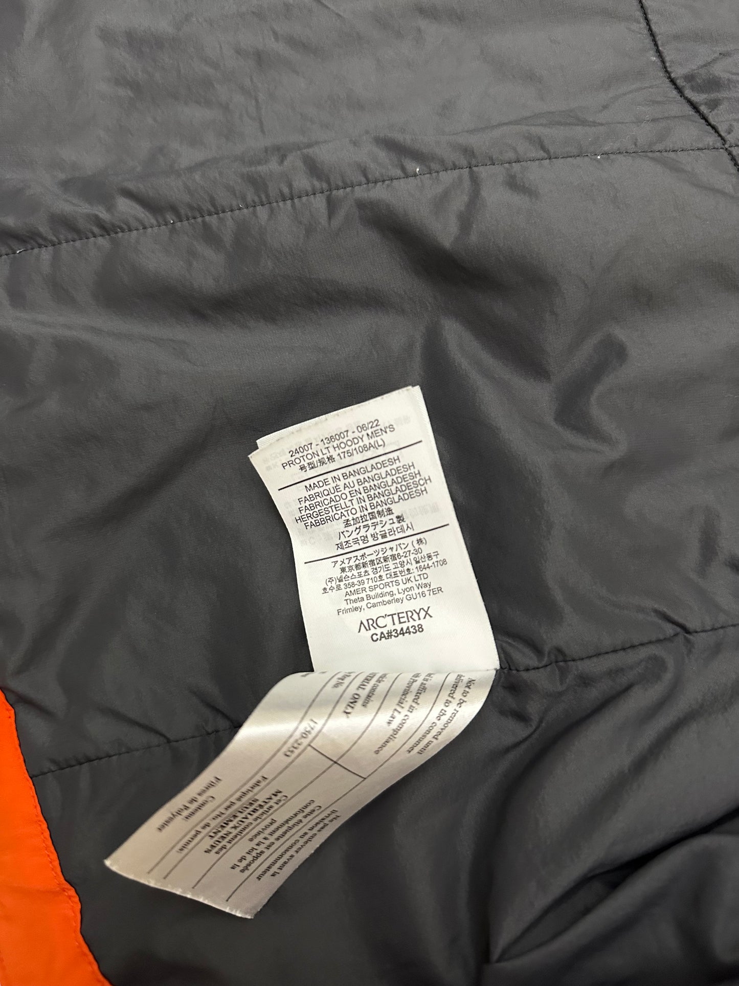 Arc’teryx Proton LT Hoody Orange Men’s L Large