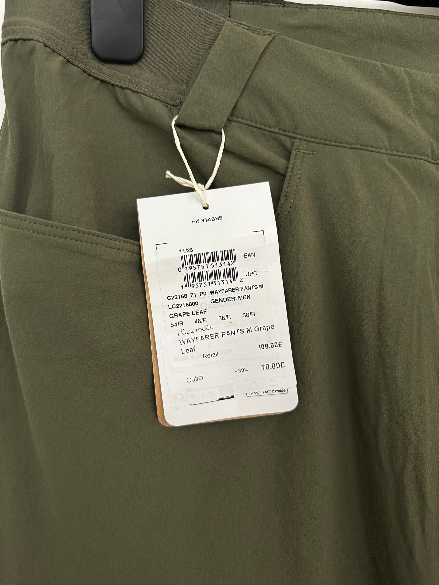 Salomon Men's Wayfarer Pants Size 38R Grape Leaf Green