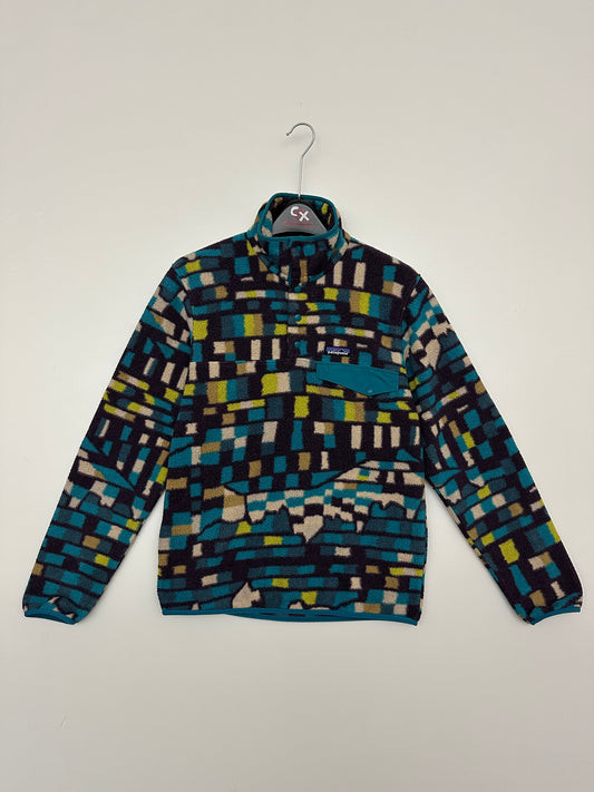 Patagonia Lightweight Synchilla Snap-T Fitz Roy Patchwork Belay Blue Men's S Small