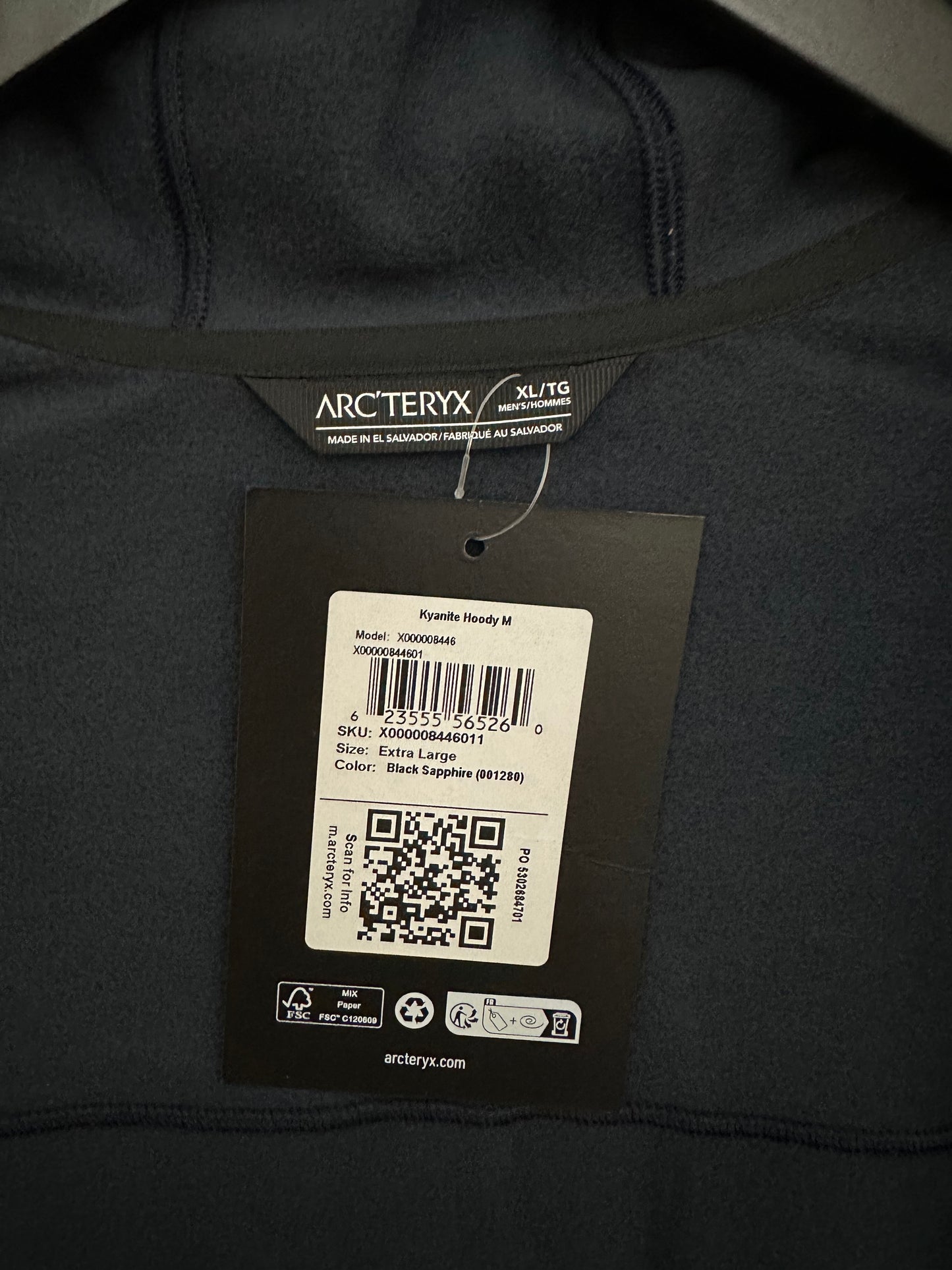 Arc'teryx Kyanite Hoody Black Sapphire Blue Men’s Extra Large