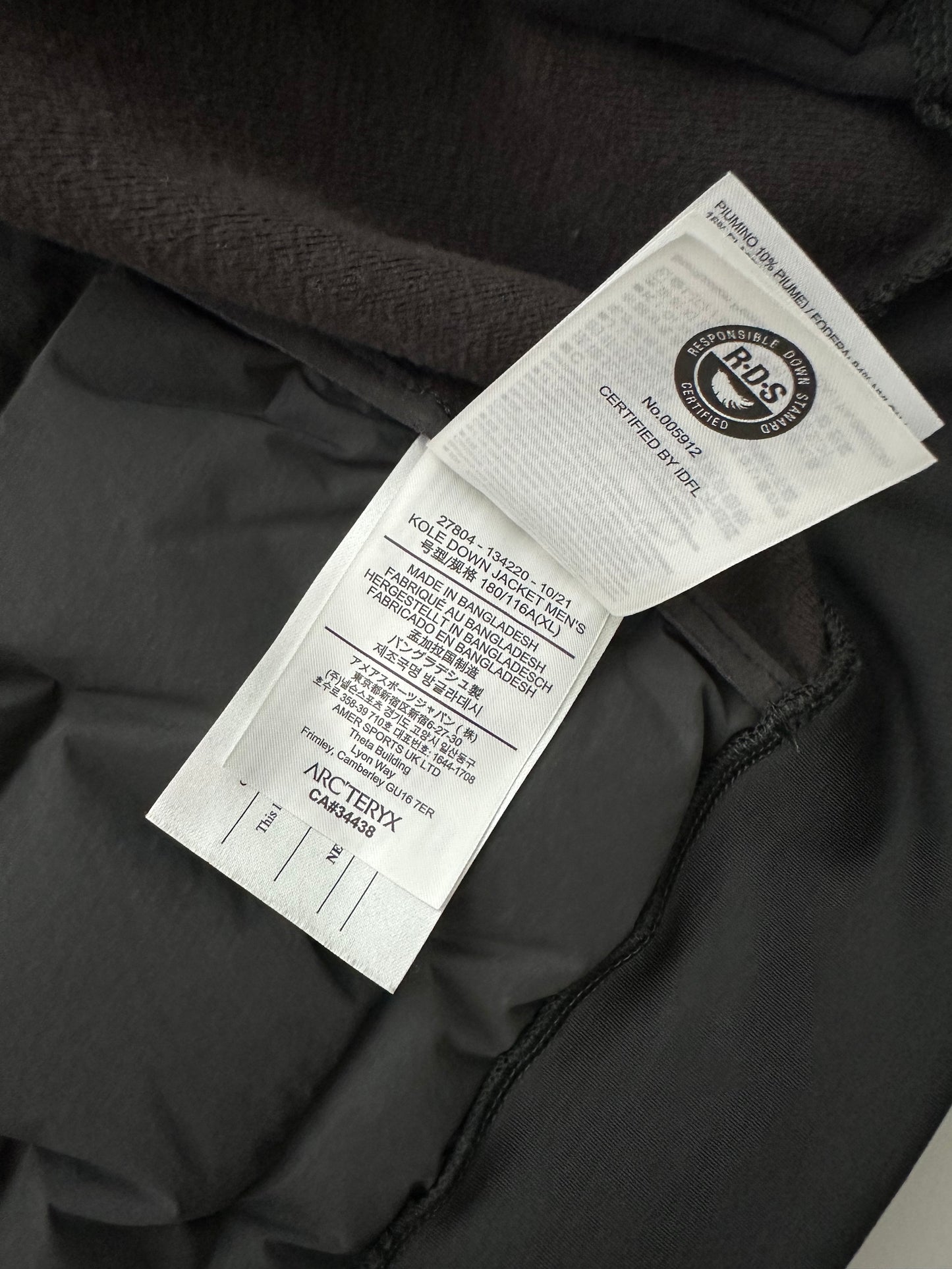 Arc’teryx Kole Down Jacket Grey Men’s XL Extra Large
