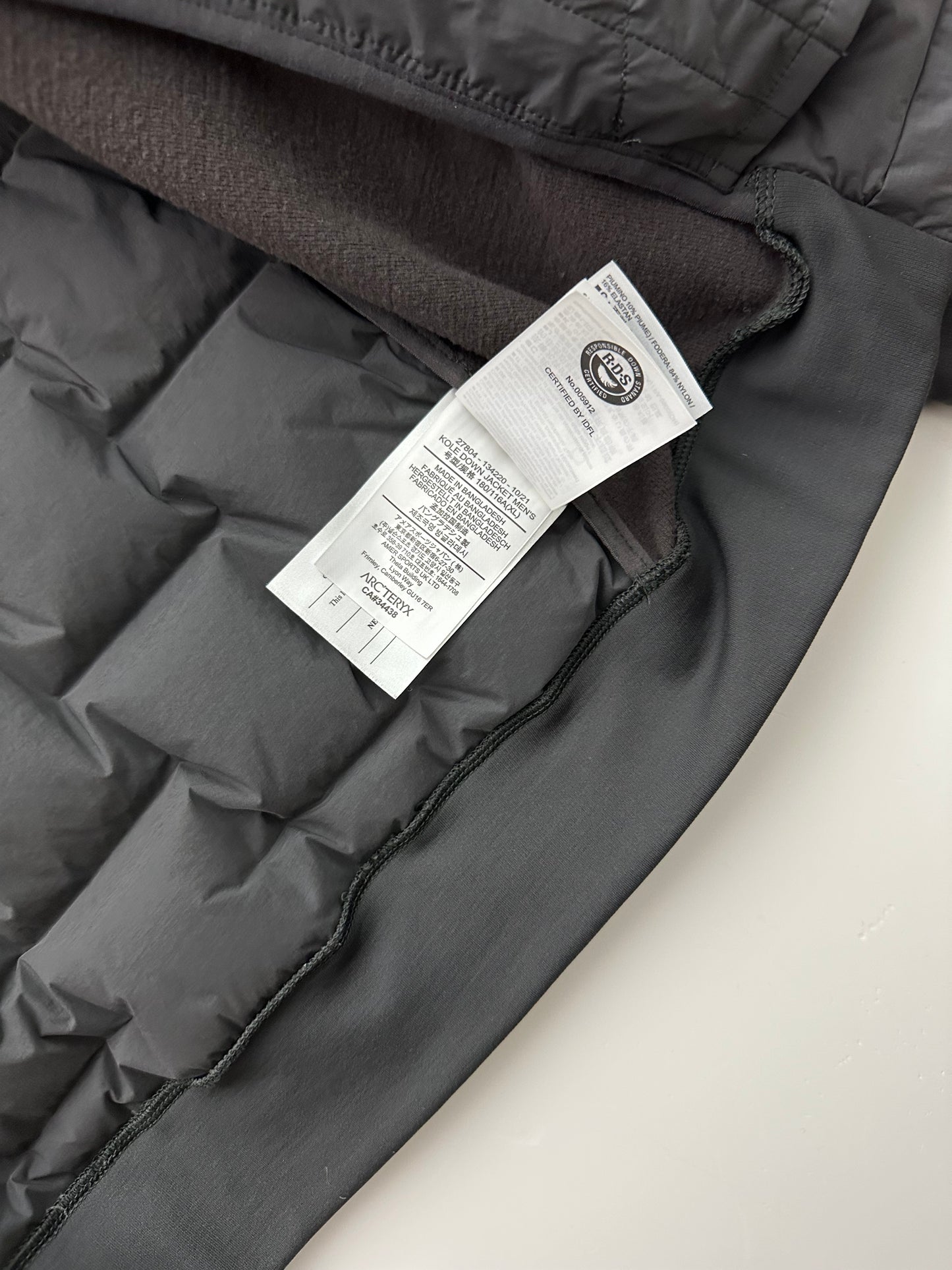 Arc’teryx Kole Down Jacket Grey Men’s XL Extra Large