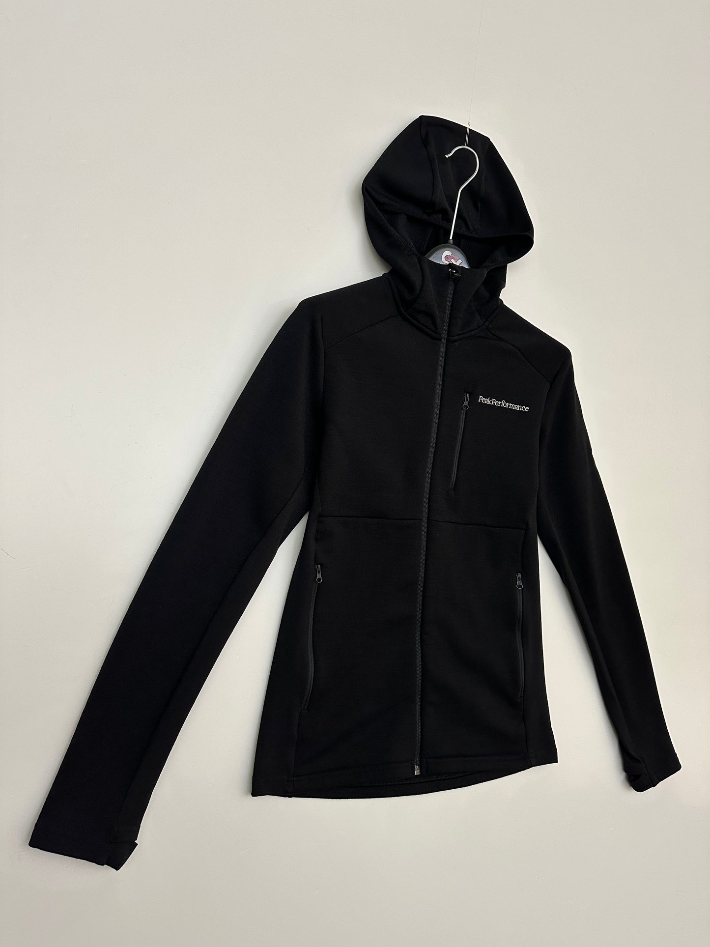 Peak Performance Vertical Mid Hood Fleece Jacket Black Men’s S Small