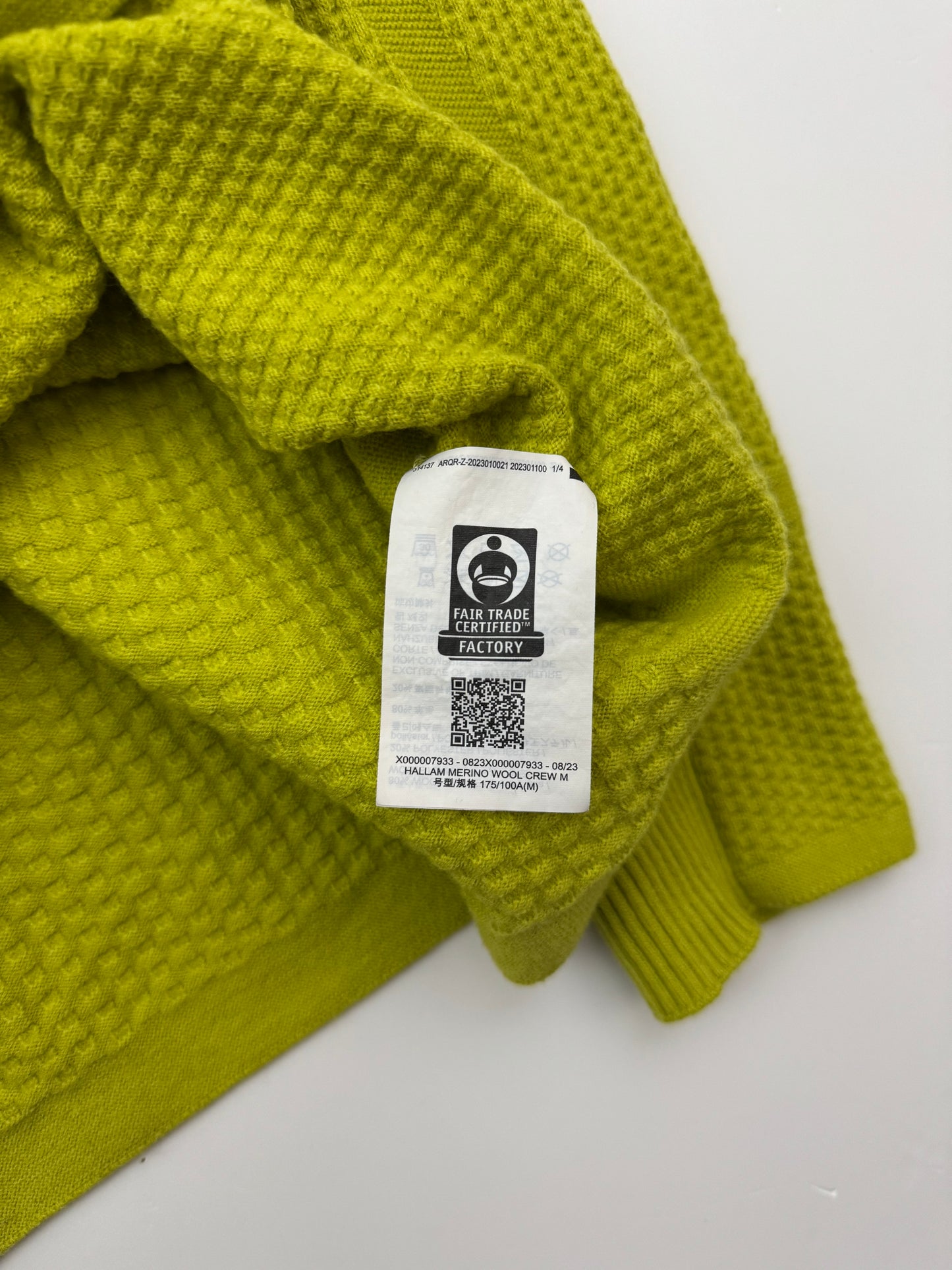 Arc'teryx Hallam Merino Wool Crew Men's M Medium Yellow