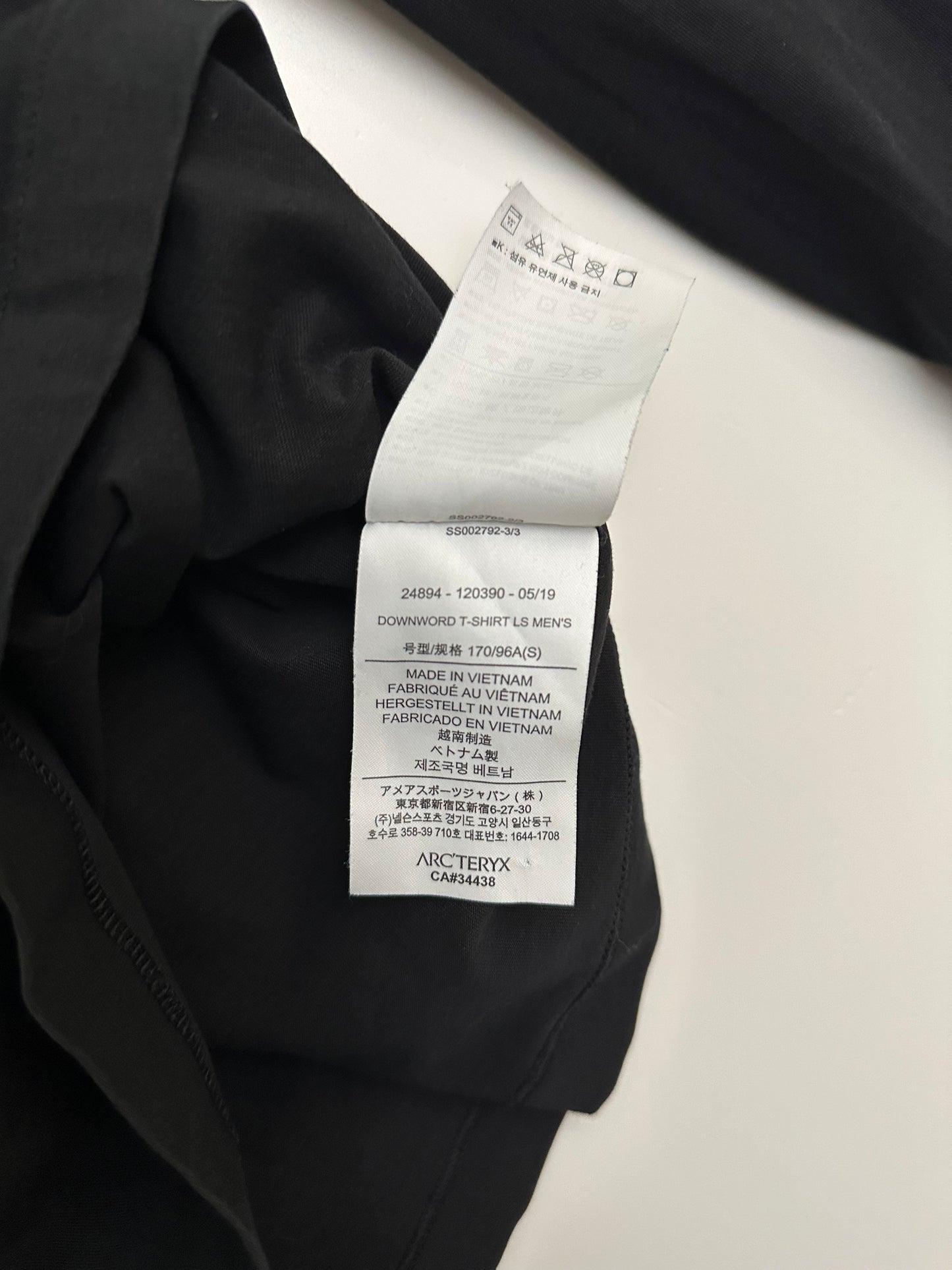 Arc’teryx Downword LS T-shirt Black Men’s S Small