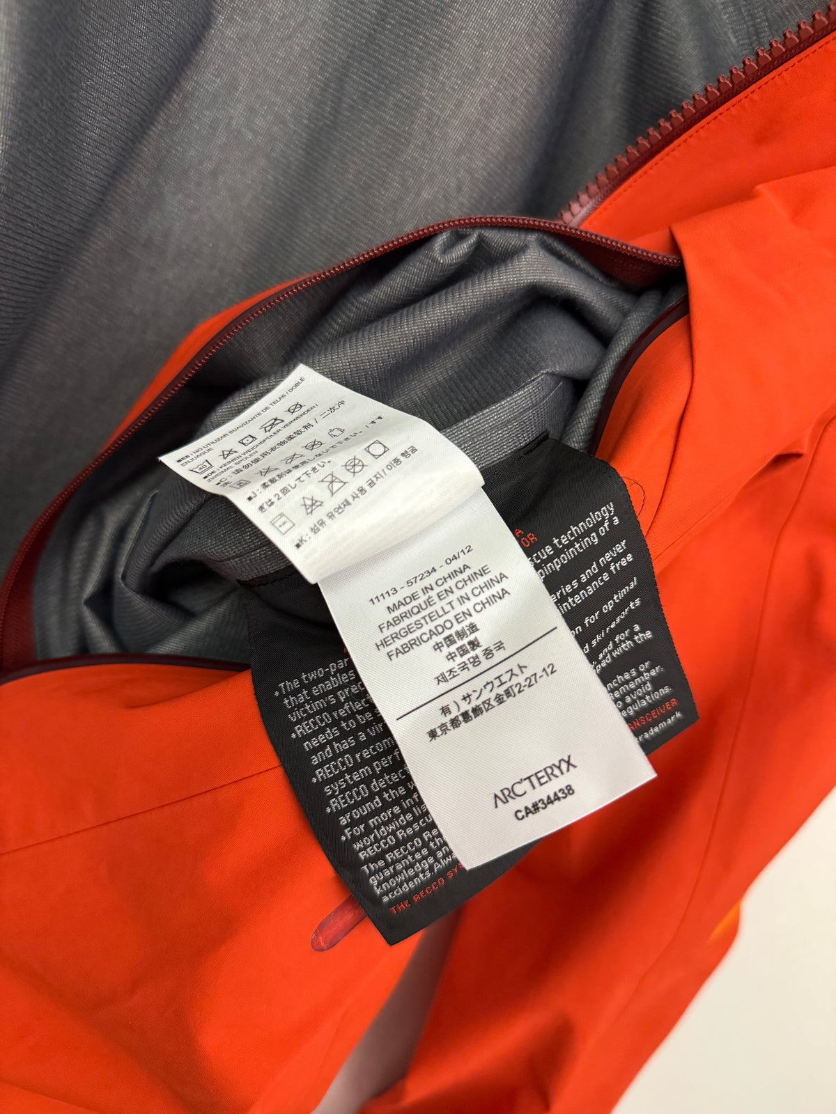 Arc'teryx Sabre Jacket Orange Men's S Small Gore-Tex RECCO