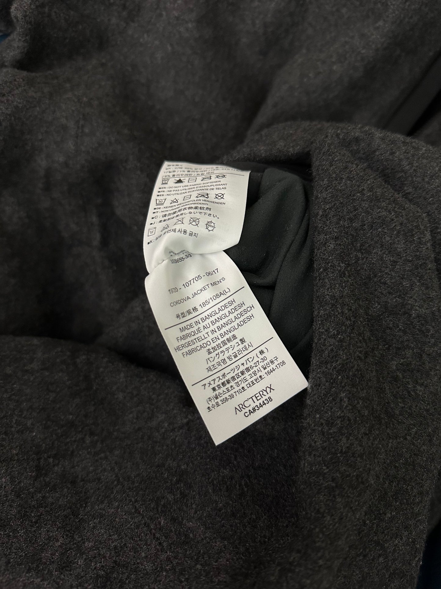 Arc’teryx Cordova Jacket Grey Men’s L Large