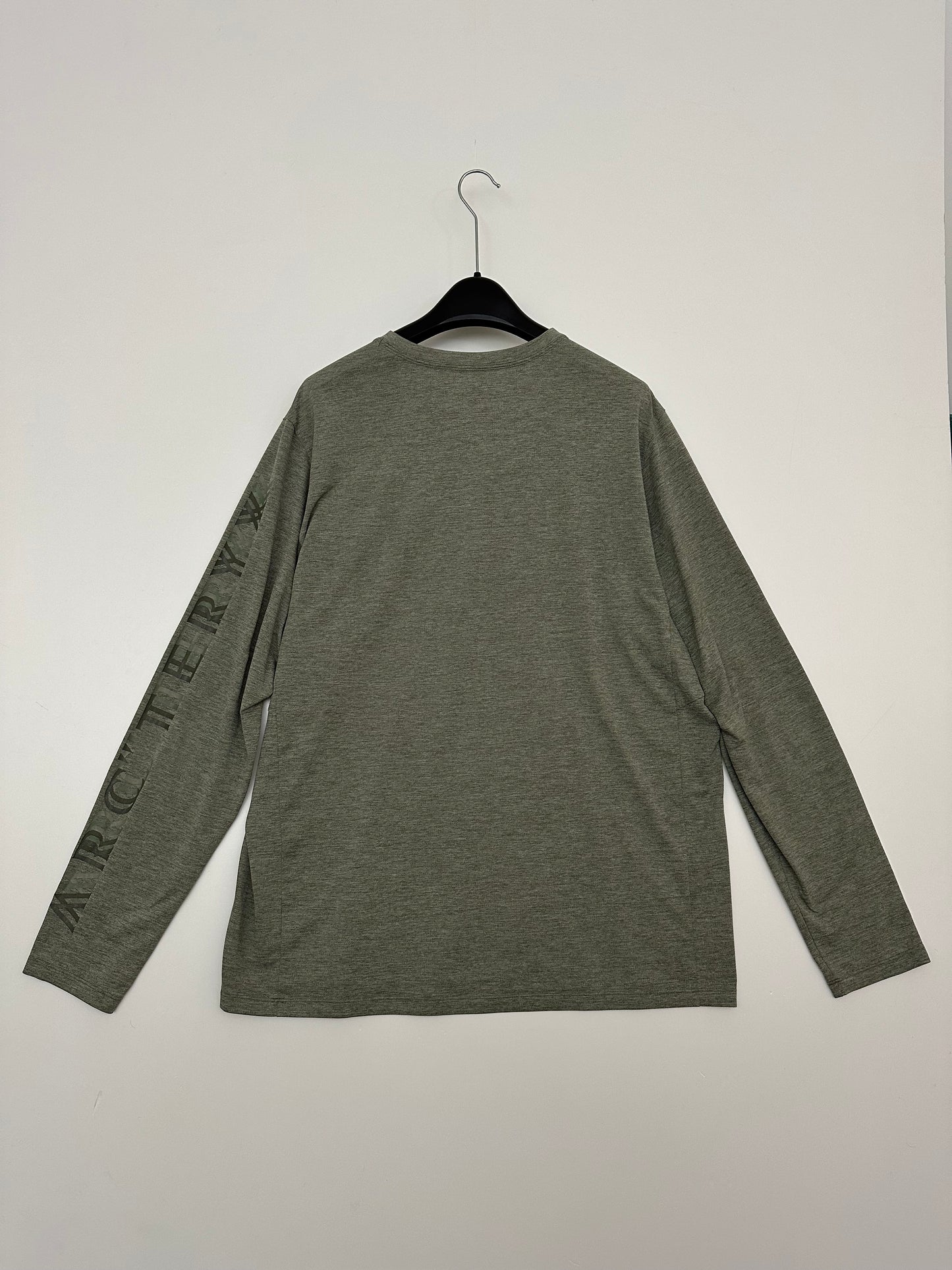 Arc'teryx Cormac Logo LS Stone Green Heather Mens XL Arc’Word