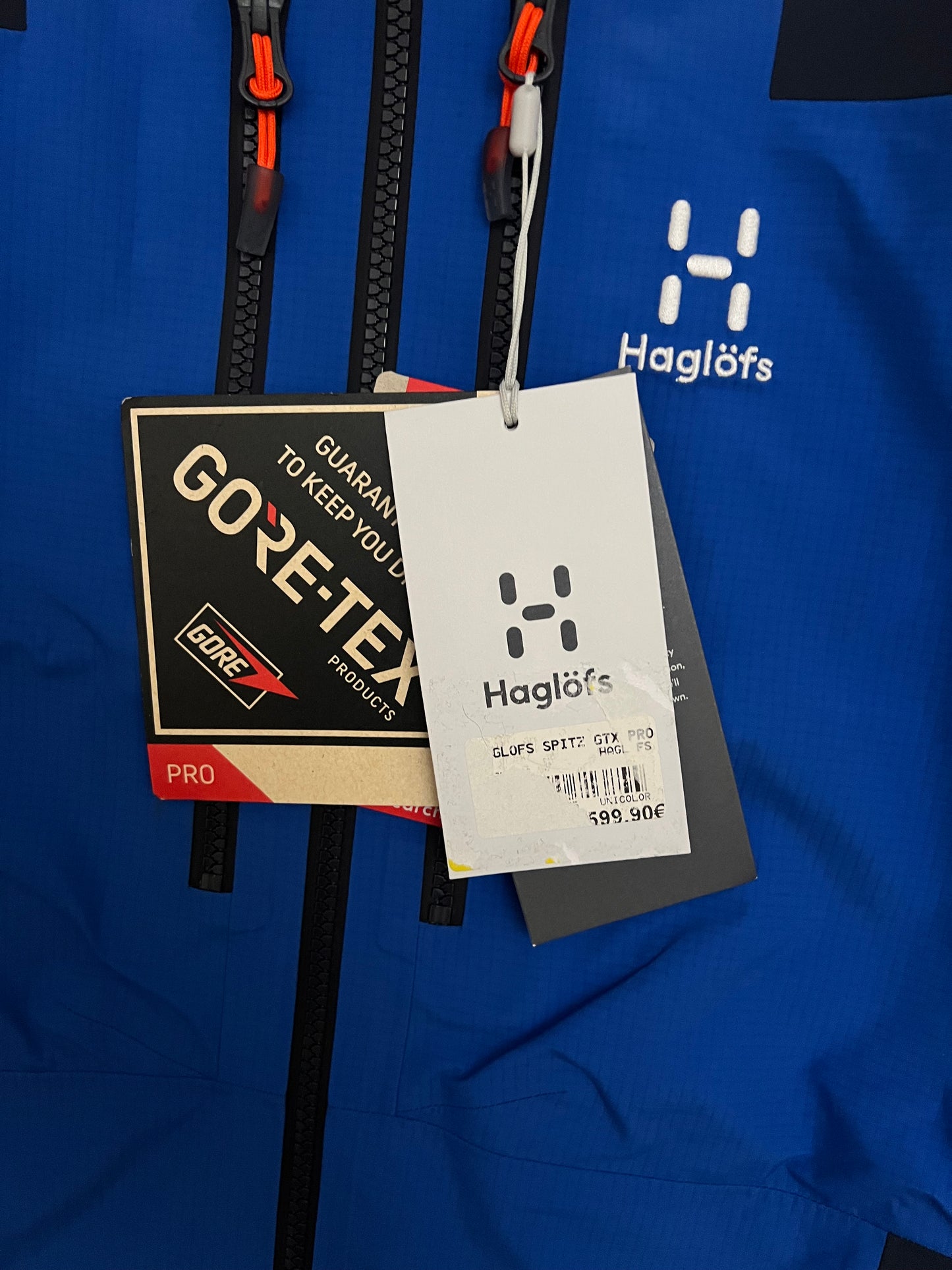Haglofs Spitz GTX Pro Jacket Electric Blue / Tarn Blue Men’s L Large Gore-Tex Pro RECCO