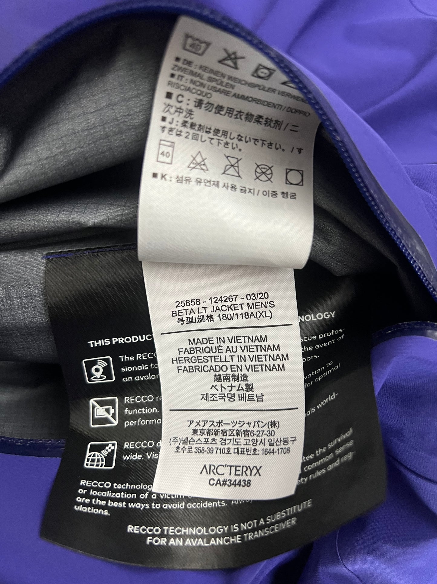 Arc’teryx Beta FL Jacket Purple Men’s XL Extra Large Gore-Tex Pro RECCO