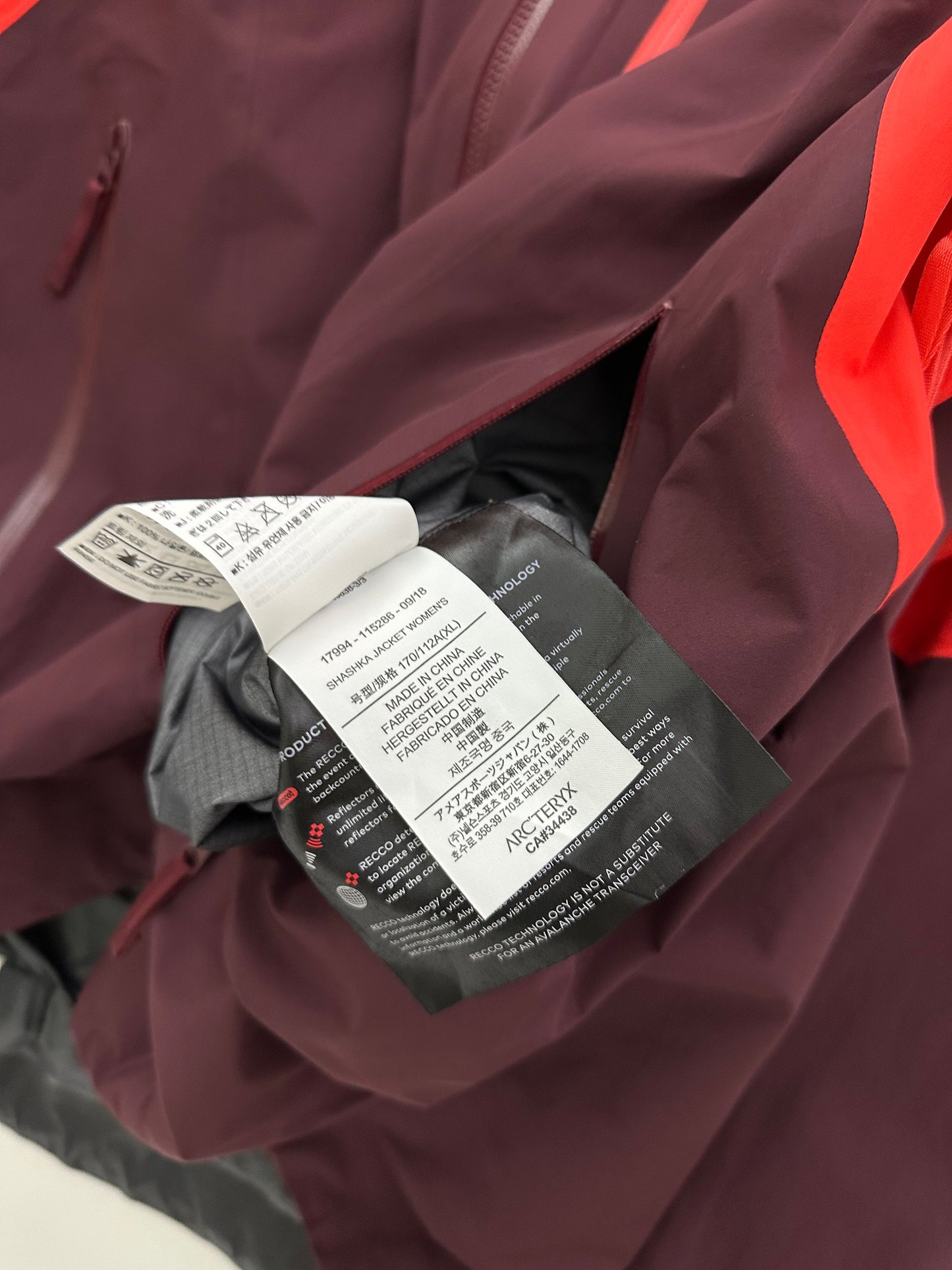 Arc’teryx Shashka Jacket Crimson Aura Women’s XL Extra Large Gore-Tex Pro RECCO