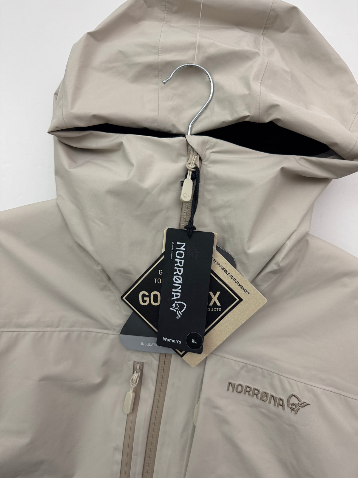 Norrøna Lofoten Gore-Tex Insulated Jacket Oatmeal Women's XL Extra Large