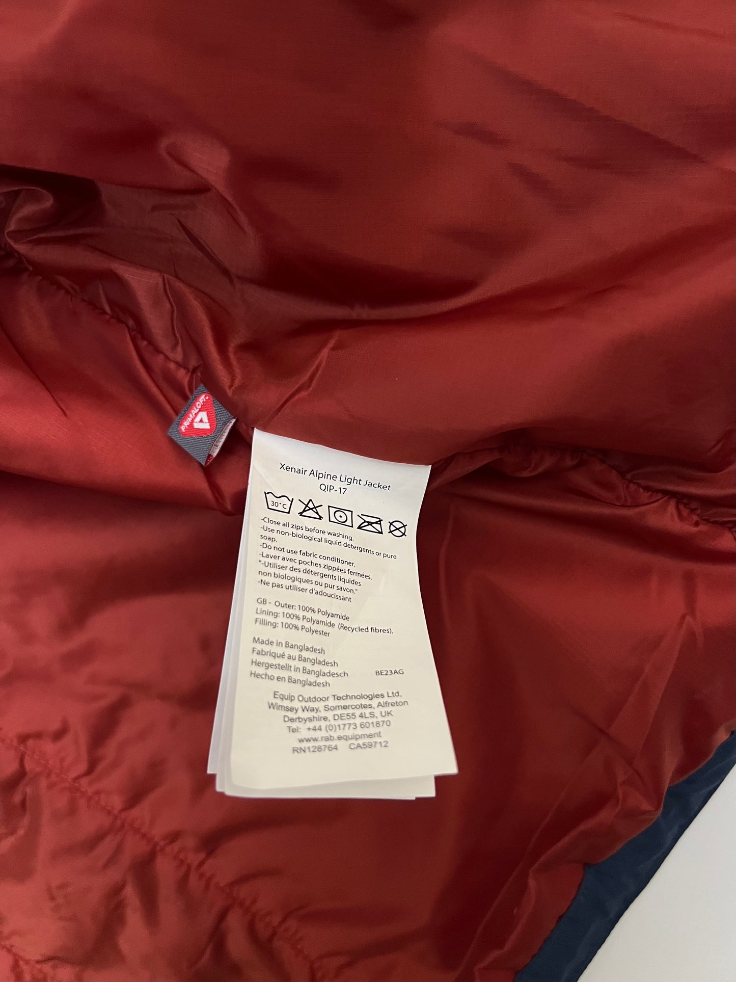 Rab Xenair Alpine Light Jacket Tempest Blue / Tuscan Red Men’s S Small
