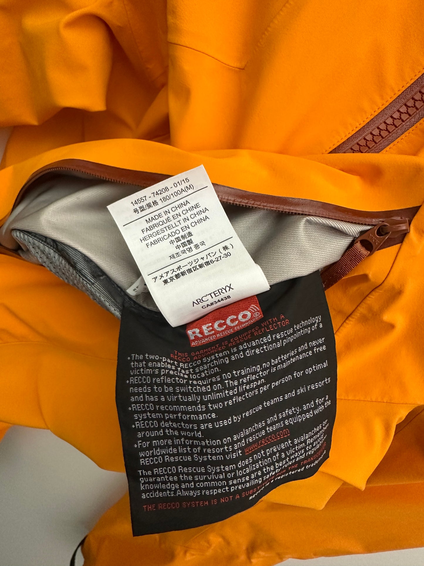 Arc’teryx Lithic Comp Jacket Orange Men's M Medium Gore-Tex RECCO