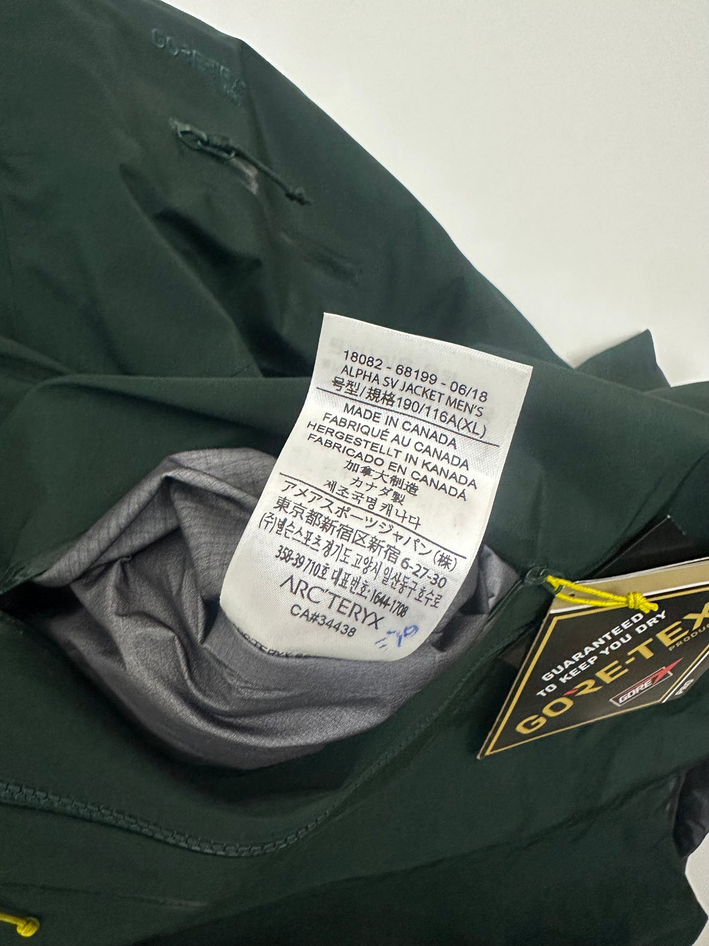 Arc’teryx Alpha SV Jacket Zevan Green Men’s XL Extra Large Gore-Tex Pro