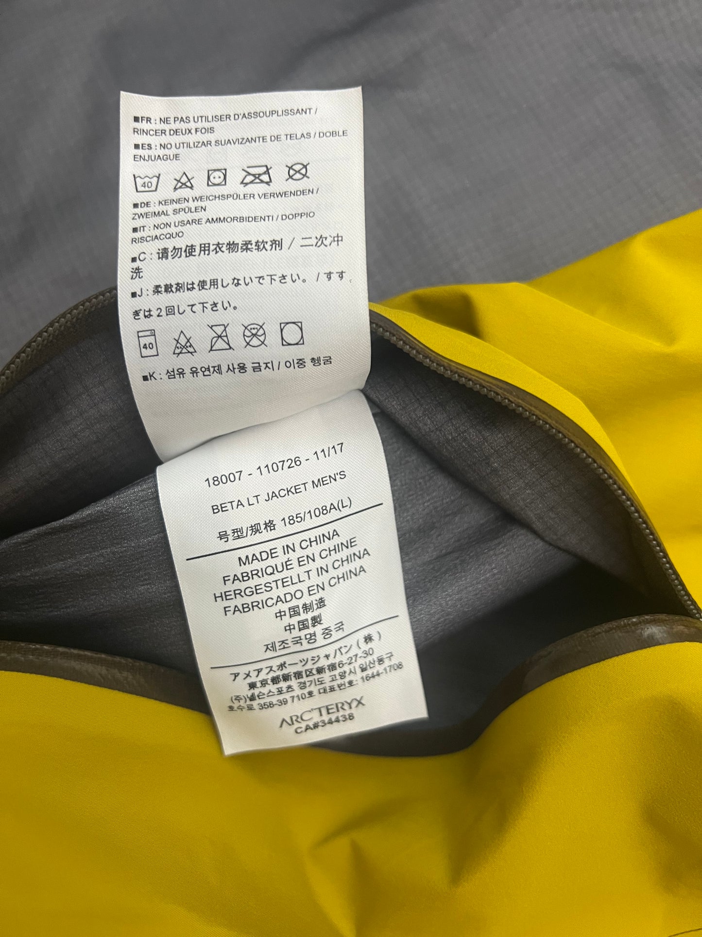 Arc’teryx Beta LT Jacket Woad Yellow Men’s L Large Gore-Tex Pro Edition